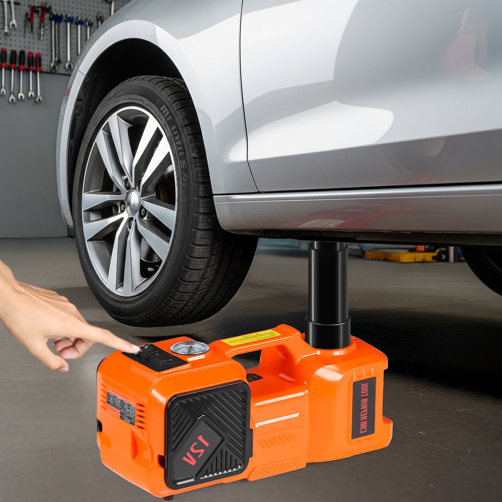 Ktaxon Electric Hydraulic Car Jack Kit, 5 Ton Lift Capacity with Impact Wrench, Tire Inflator, and LED Light (Red, 11023 lb) 7v44g
