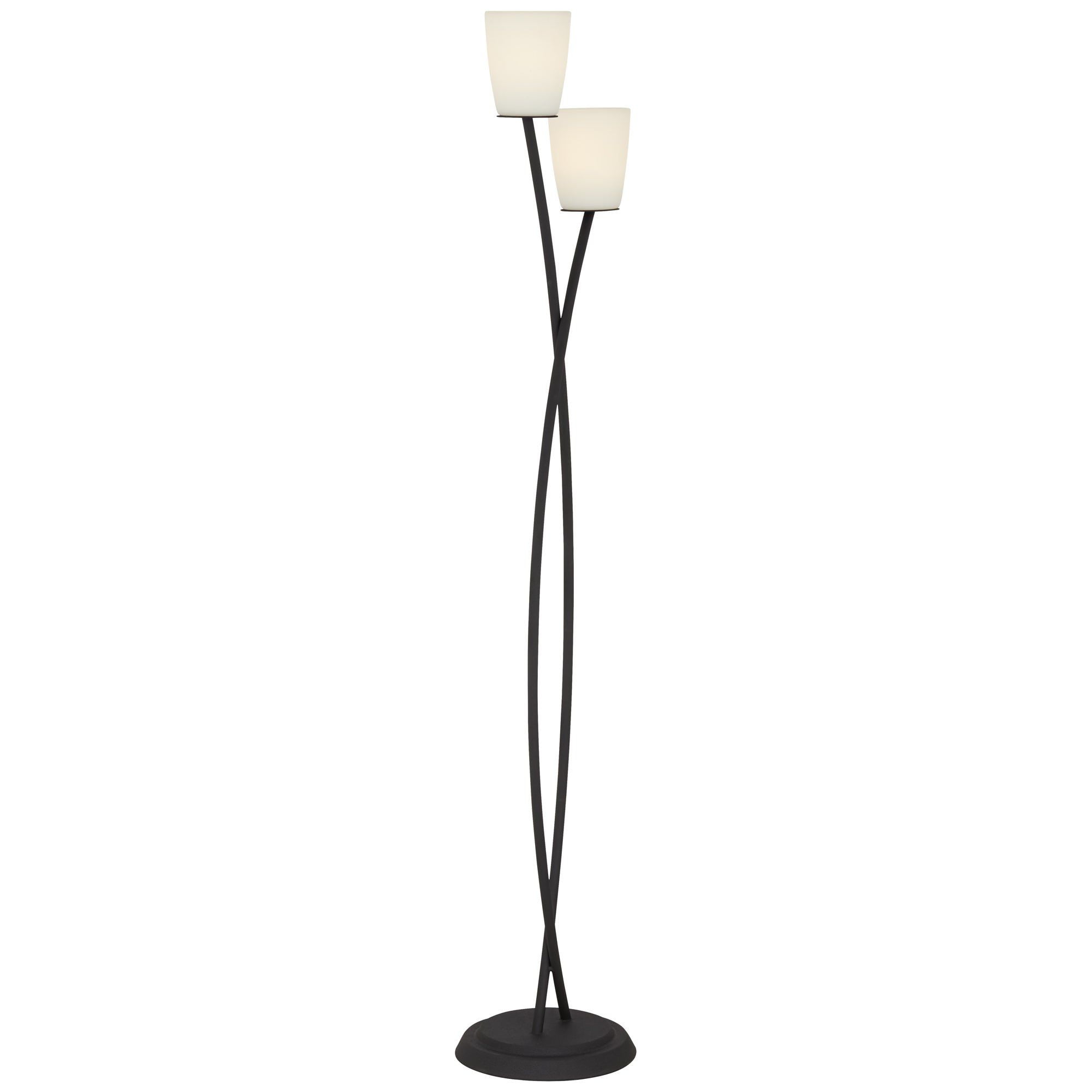 Kathy Ireland Everly Farmhouse Rustic Standing Floor Lamp with 2-Light Foot Switch (Black, 62.5 in) vzfil
