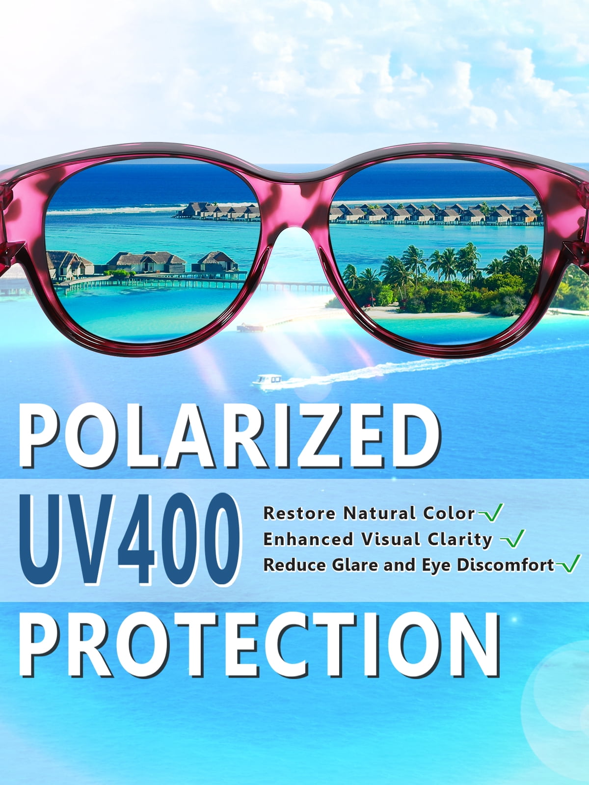 TINHAO Fit Over Sunglasses Polarized Wrap Around Cat-Eye UV400 Protection (Black, One Size) nqk31