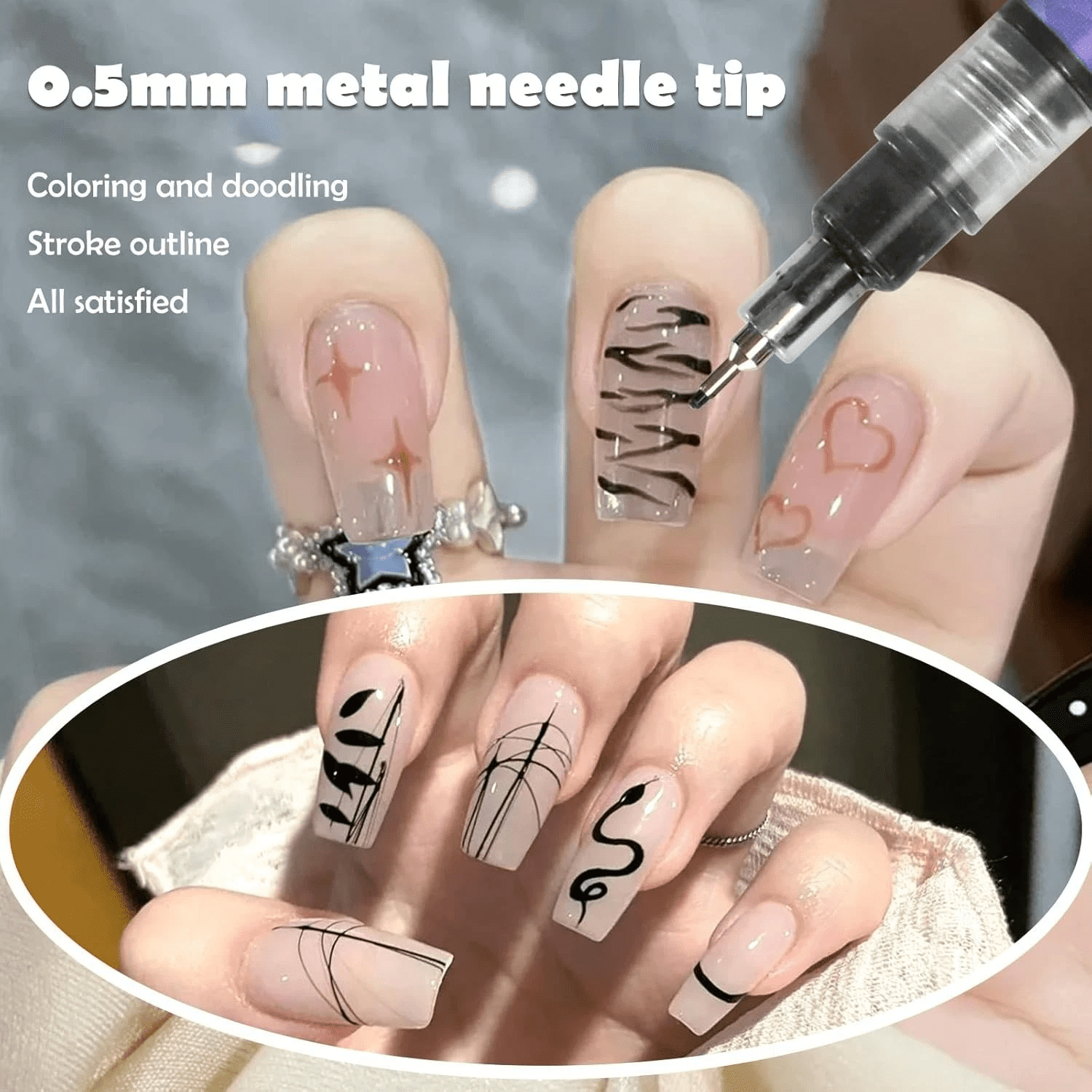 ASOVNXF Nail Art Pens Set, Precision Fine Tip Markers for DIY Manicure Designs (12 Colors, 0.5mm Point) ktjjd
