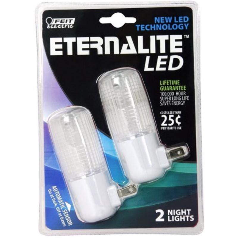 Feit Electric LED Night Light with Dusk to Dawn Sensor (White, 2 Pack) 7dxan
