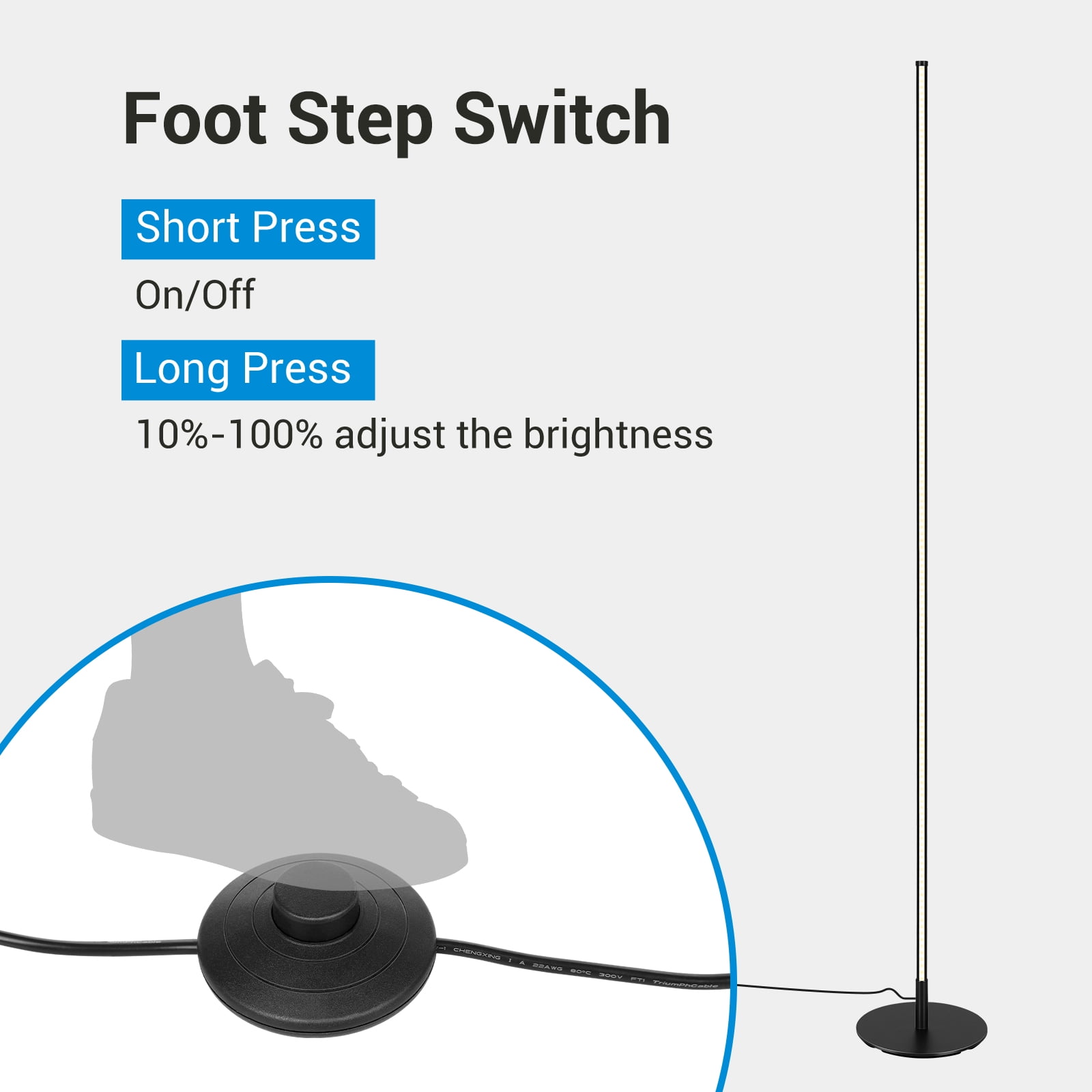 DEWENWILS LED Corner Floor Lamp Set of 2, Minimalist Dimmable Standing Mood Lighting for Living Room and Bedroom (Black, 57.5 in) 18j9d