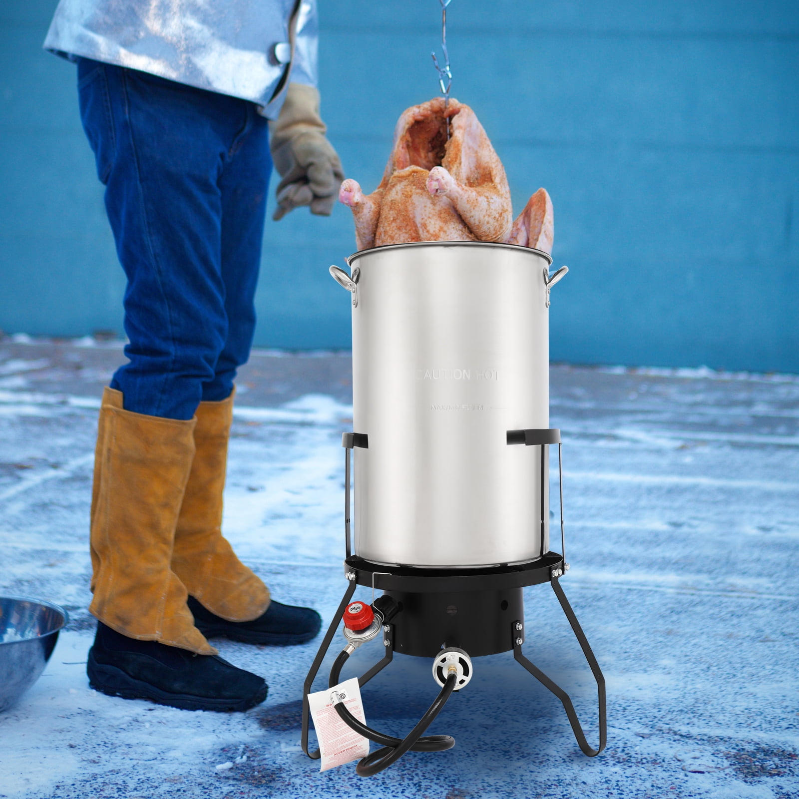 Ktaxon Propane Outdoor Fryer Stainless Steel Turkey Frying and Boiling Pot (Silver, 50 qt) crjb4