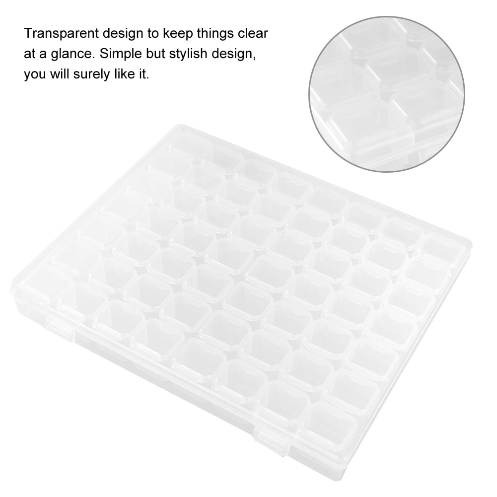 LIYJTK 56 Slot Diamond Painting Storage Container, Adjustable Plastic Bead Organizer for Nail Art and Craft Supplies (Clear, 56 Slots) ybaud