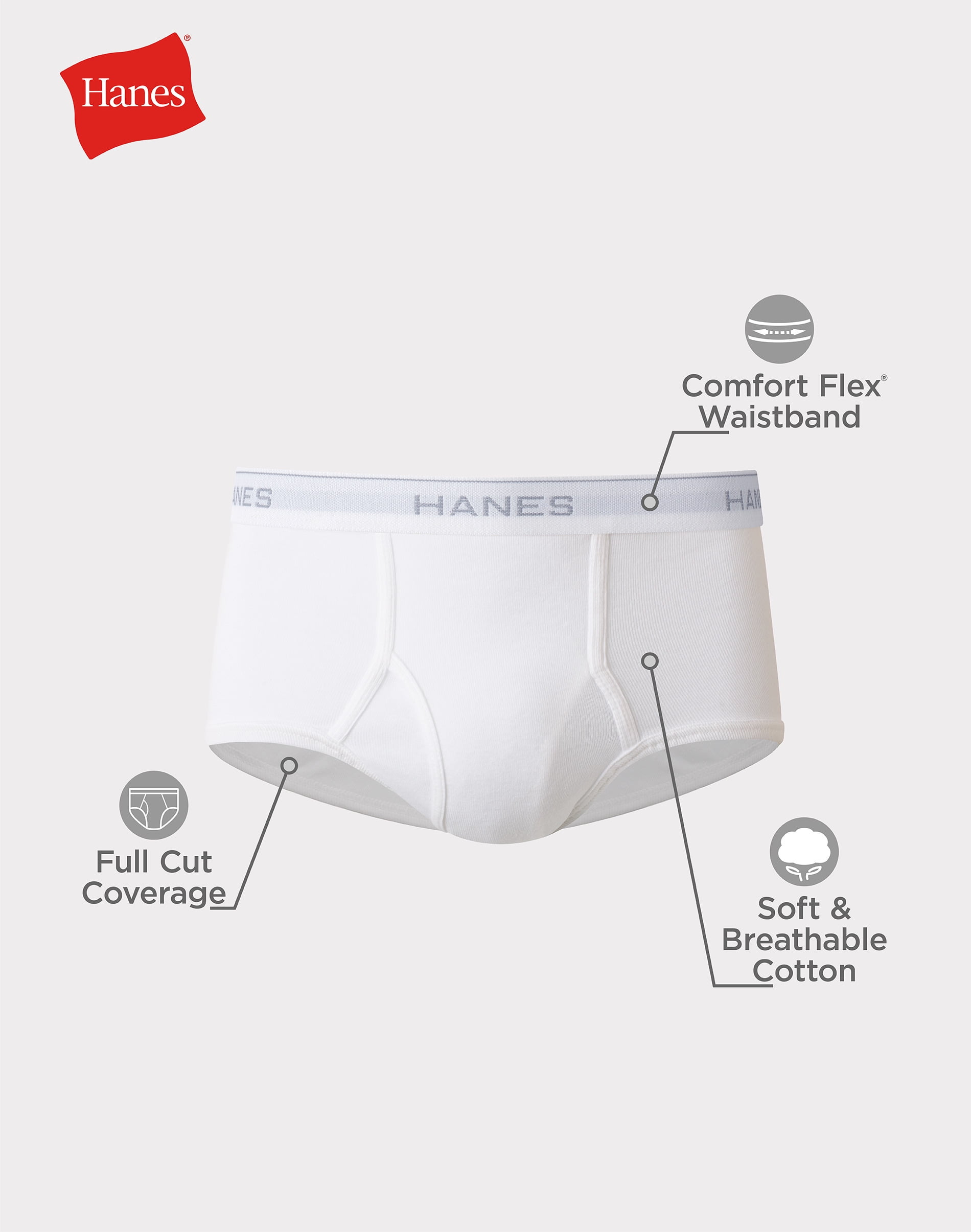 Hanes Men's Cotton Briefs Moisture-Wicking Underwear (White, 10-Pack) o2lze