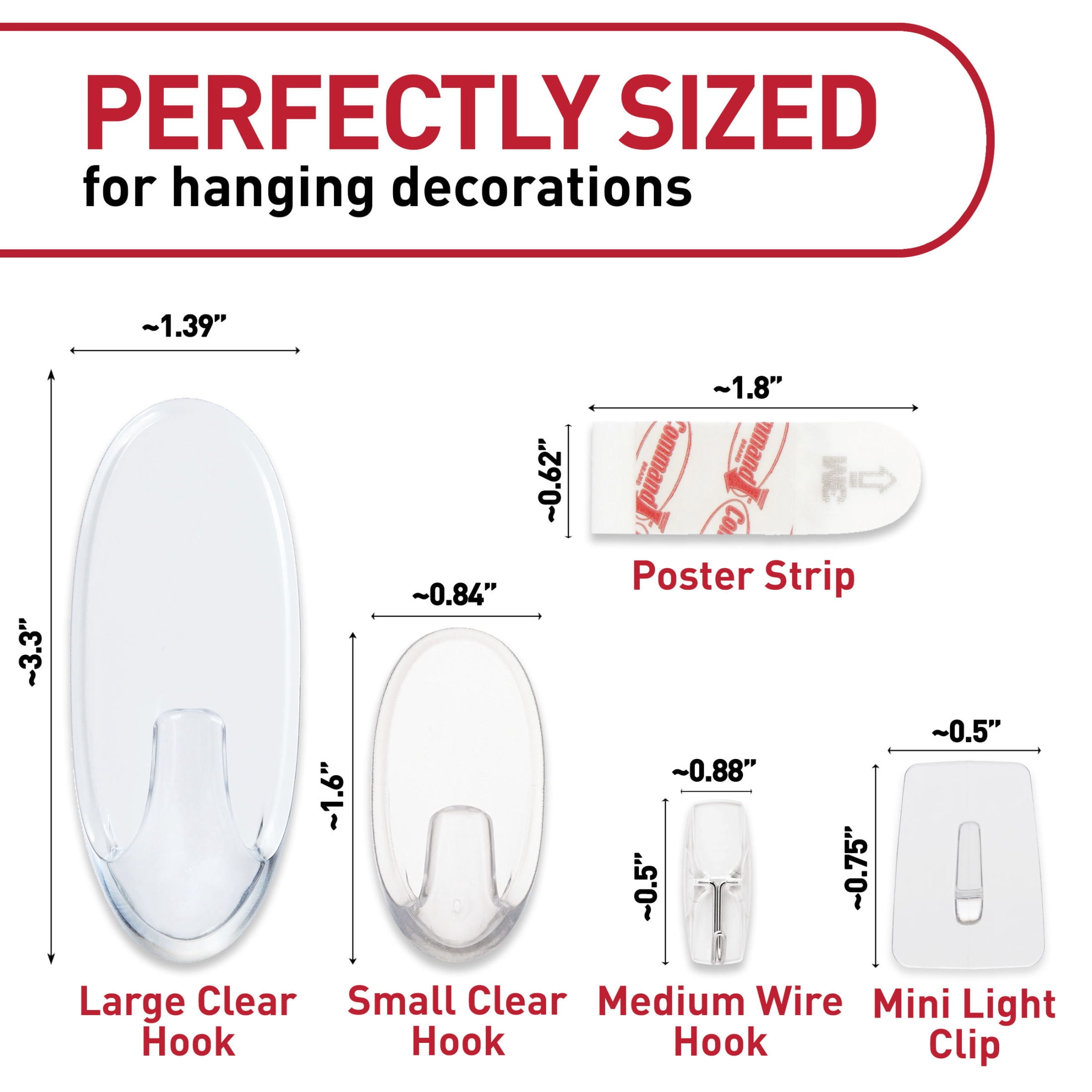 Command Clear Hooks Party Decoration Variety Kit (Clear, 4 lb Capacity) kzpq9