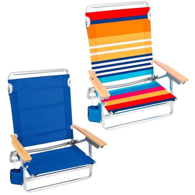 RIO Beach Chair 5-Position Folding Outdoor Seat (Assorted Colors, 14.3 in x 20.5 in, 4-Pack) lopld