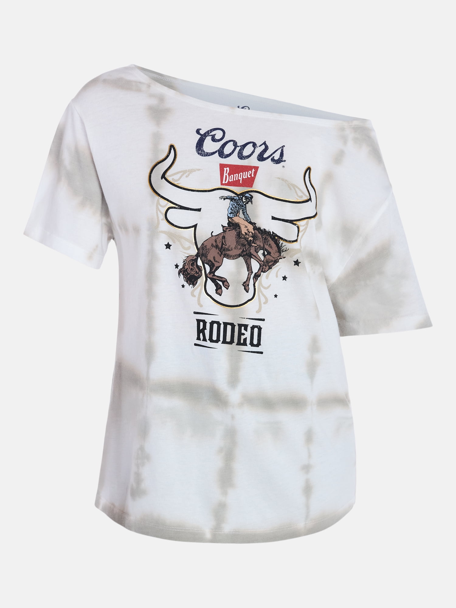 Coors Women's Off the Shoulder Graphic Print Tee (Beige, XXS) ut3pm
