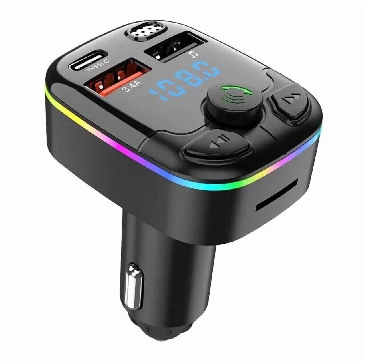 Knack Bluetooth 5.0 Wireless FM Transmitter Car Adapter with USB PD Fast Charger and Hands-Free Calling (1 Pack) 7w4rc
