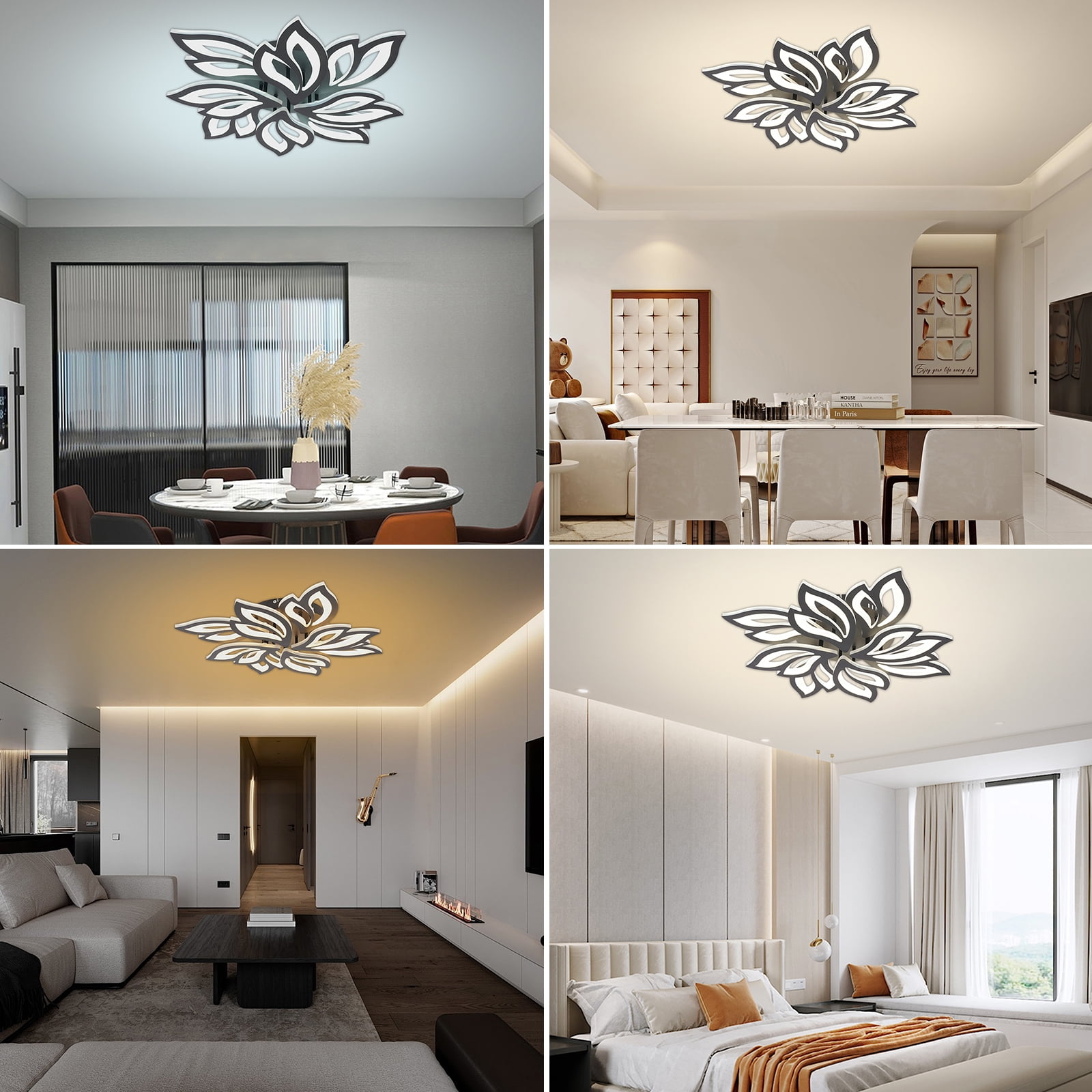 Generic 8 Head LED Flower Ceiling Light Fixture, Flush Mount Dimmable Lamp with Remote Control (11.81 in) k3nzt