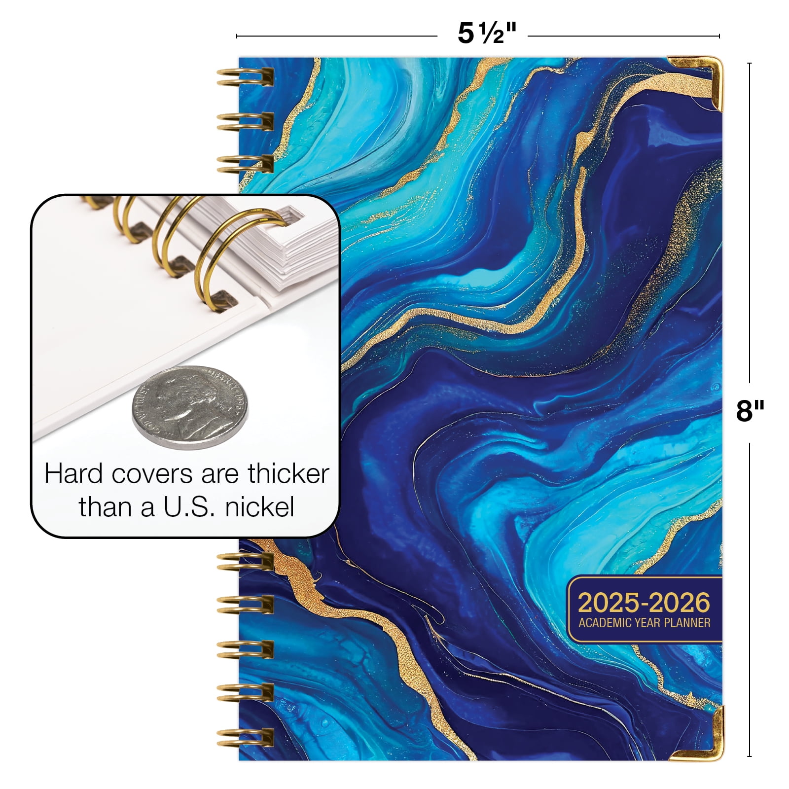 Global Printed Products Academic Planner 2025-2026 (Dark Blue Marble, 5.5 in x 8 in) olgem