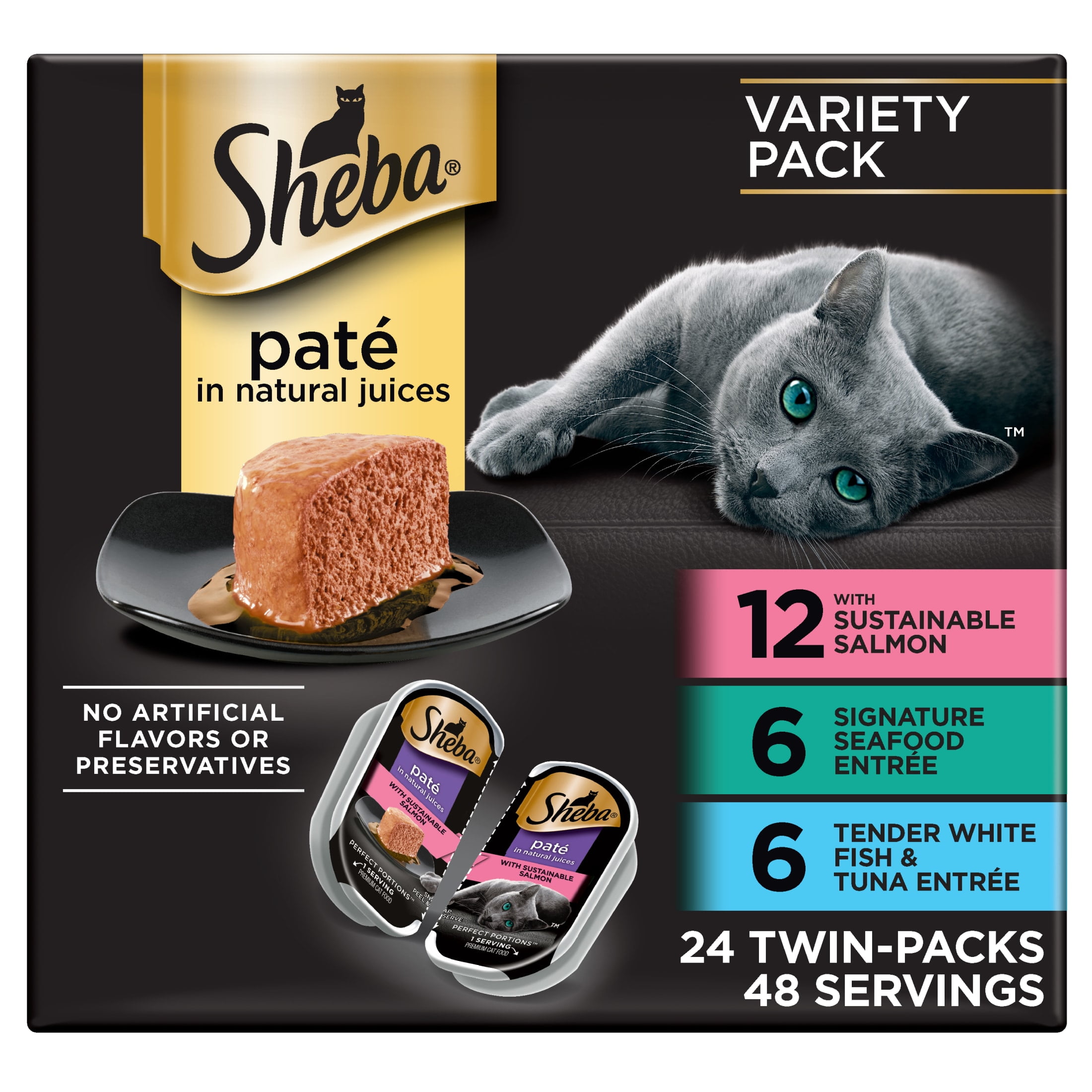 SHEBA Perfect Portions Variety Pack Pate Wet Cat Food (2.6 oz Twin-Pack Trays) 94v4i