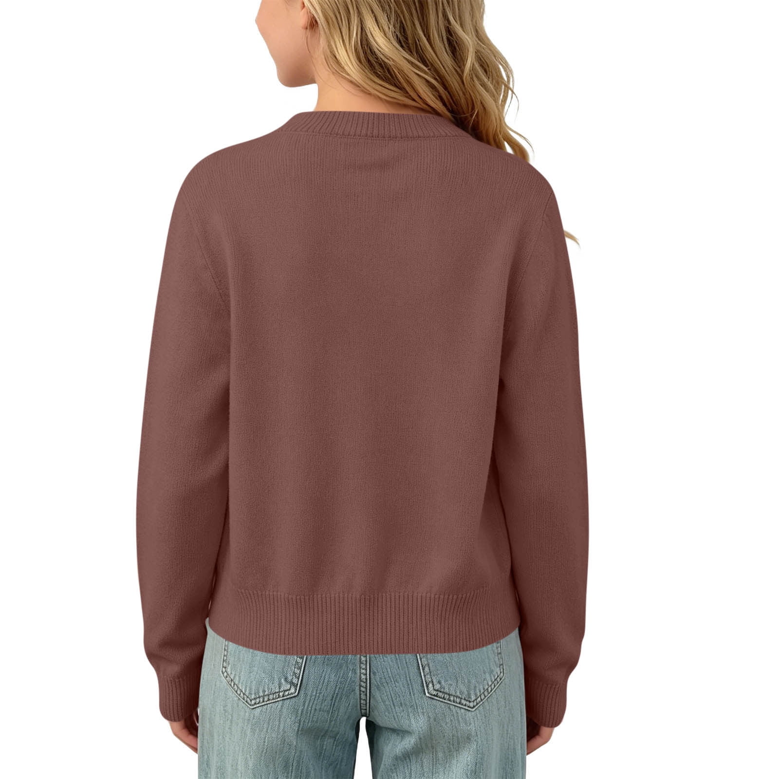 YHAJDS Kids Knit Cardigan Crewneck Button Down Long Sleeve School Sweater (Solid Color, 4T) 8jy4i