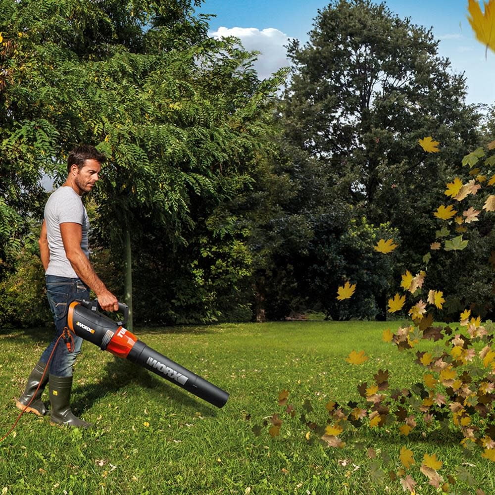 WORX WG520 Turbine 600 Electric Leaf Blower, 600 CFM High-Capacity Airflow (Orange/Black, 18.19 in x 9.76 in x 11.02 in) inixz