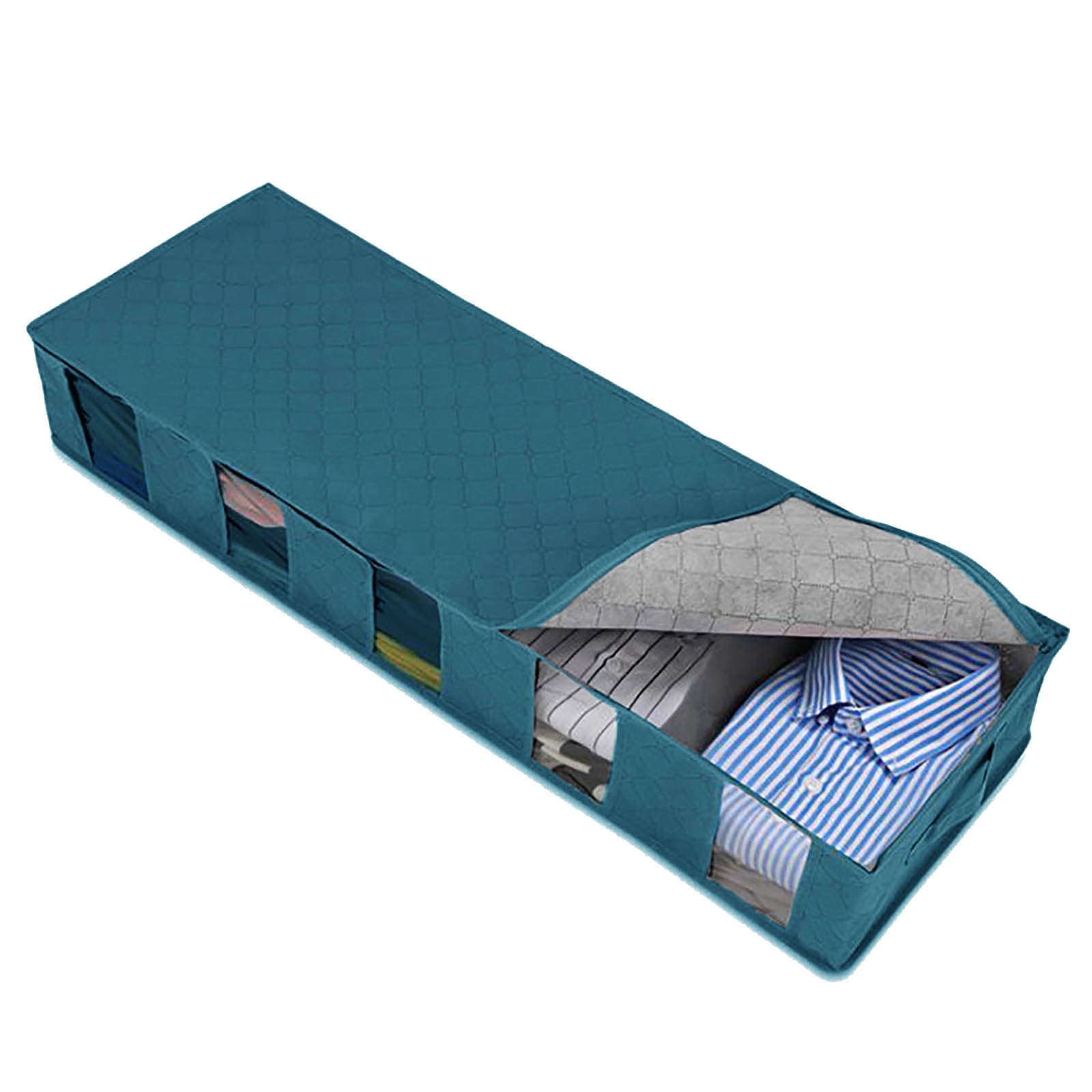 FNGZ Under Bed Storage Organizer with Reinforced Handles and Transparent Window (Blue, 38.79 x 12.99 x 5.90 in) bgbo5