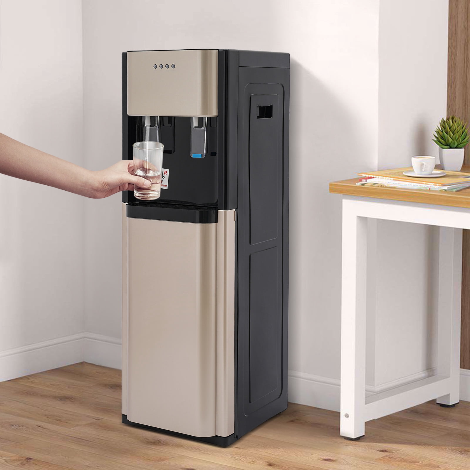 Generic Floor Standing Water Dispenser Bottom Loading Hot and Cold Drinking Machine (Gold, 5.28 Gallon) kn9u8