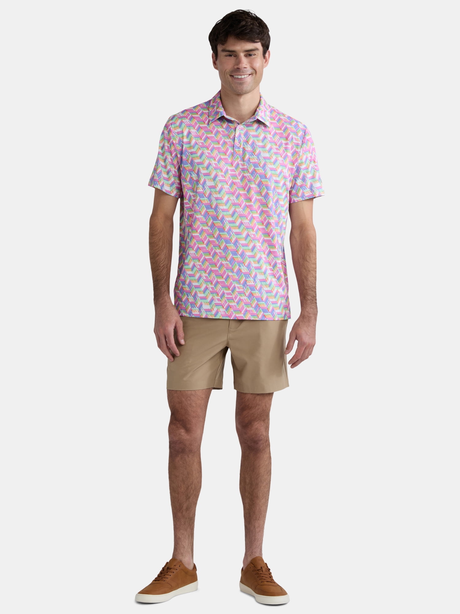 Birdie Bound Men's Novelty Print Golf Polo Shirt (Pink, S-5XL) al7kv