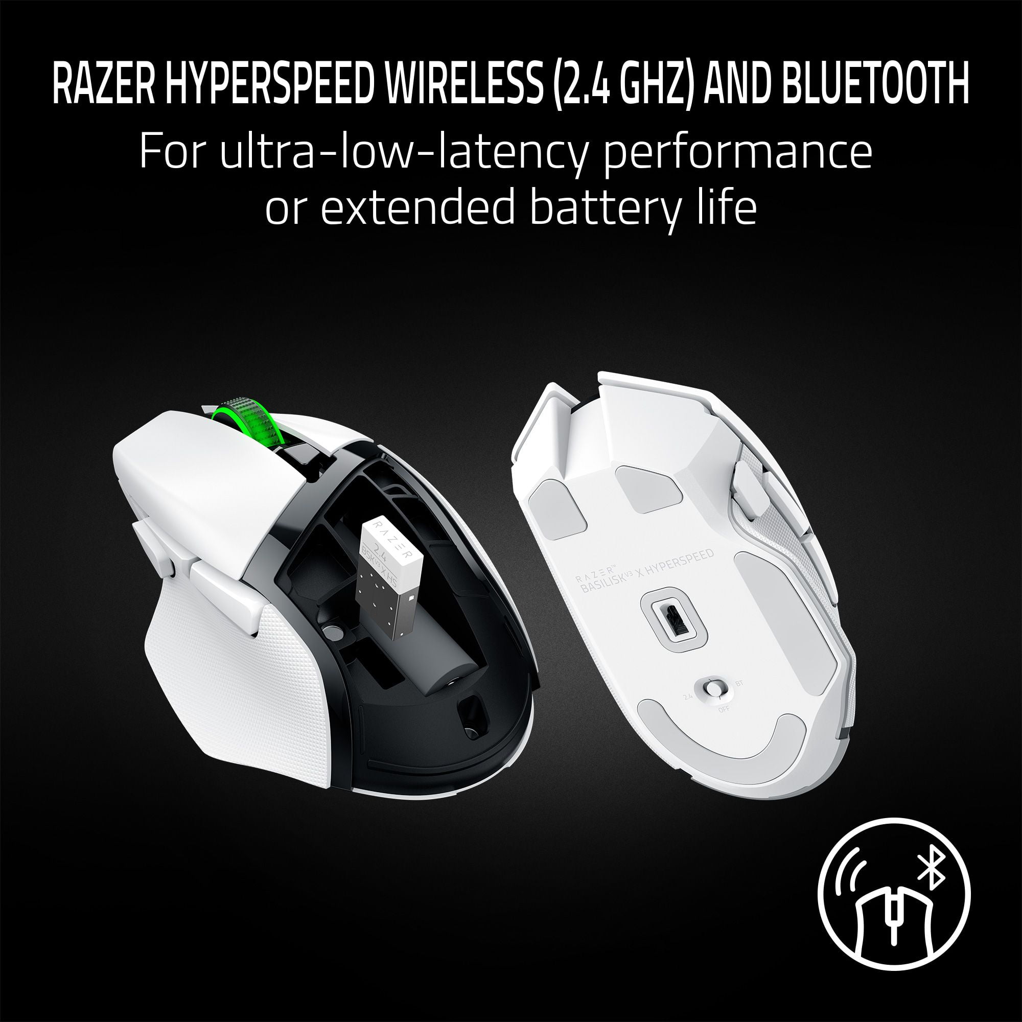Razer Basilisk V3 X HyperSpeed Wireless Gaming Mouse, Ergonomic PC Gaming Mouse with Chroma RGB (White) bozym