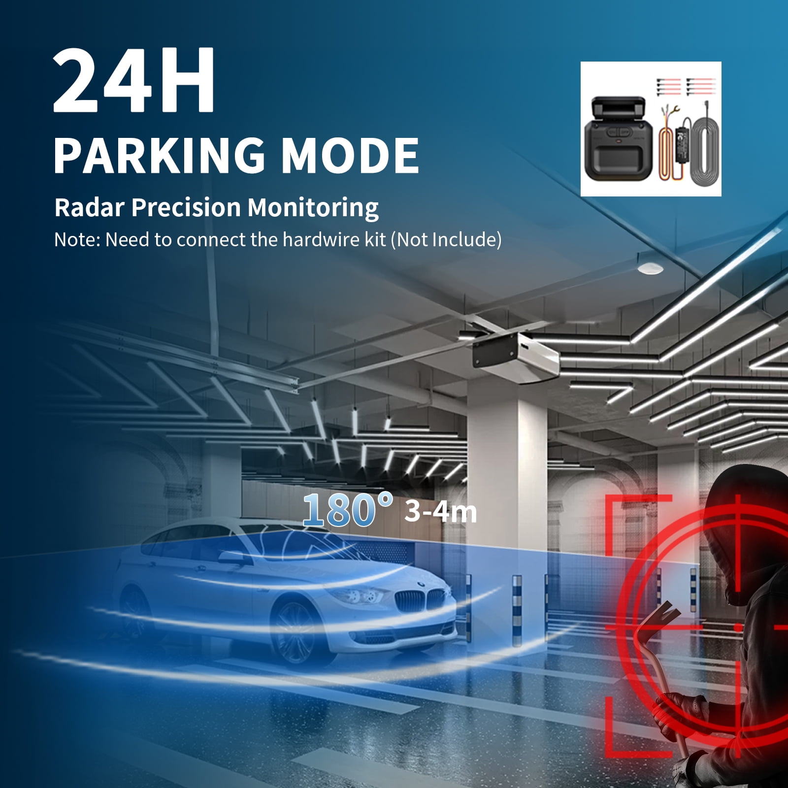 HUPEJOS 4-Channel Dash Cam 360° Car Camera System with 64GB Card, Voice Control, 2K Front & 1080P Interior/Rear Recording, WiFi & Night Vision (Black, 3.16 in Screen) x84ca