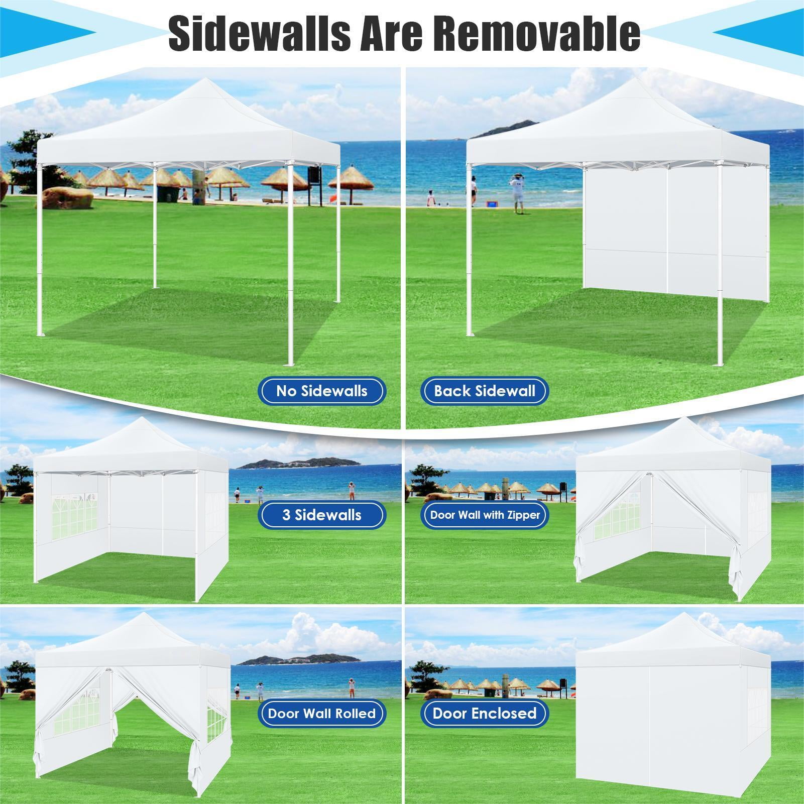 COBIZI 10x10 Heavy Duty Pop Up Canopy Tent with 4 Sidewalls, Commercial Instant Waterproof Shelter, UV 50+ Protection (White, 10x10 ft) zvpd3