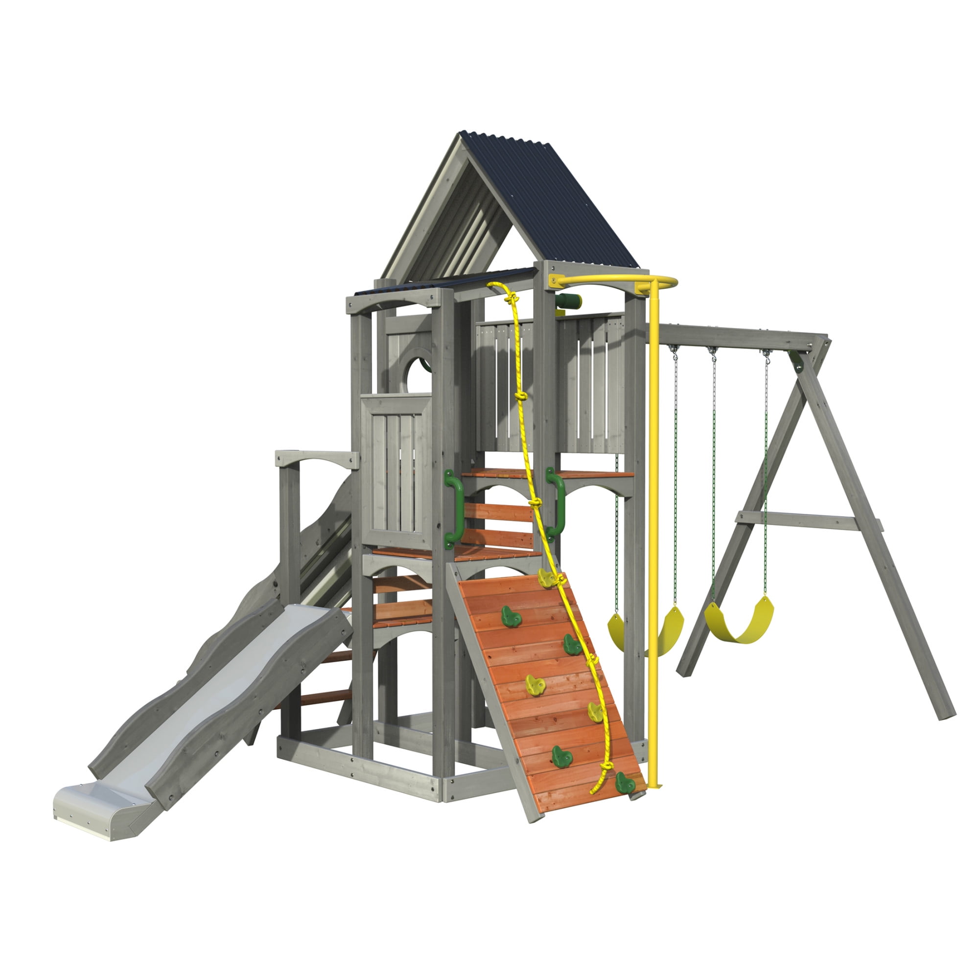 Jack & June Haven Cedar Swing Set with 2 Swings and 2 Slides (Outdoor Playground) vck0p