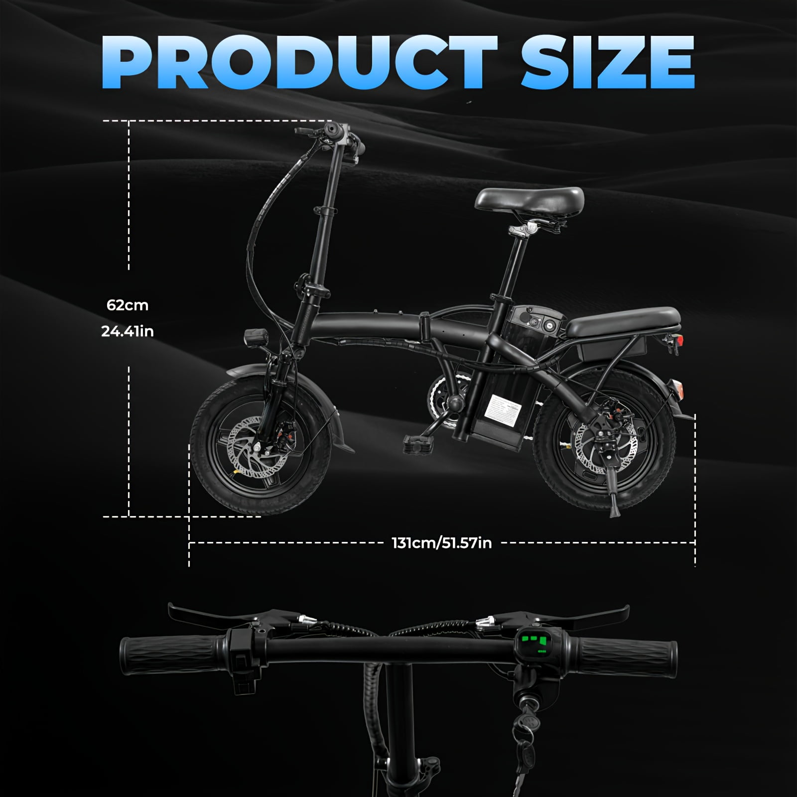 UWHOLF Foldable Electric Bicycle for Adults, 500W Motor with 48V Battery, 20 MPH Speed, Dual Disc Brakes (Black, 14 in) d5ru5
