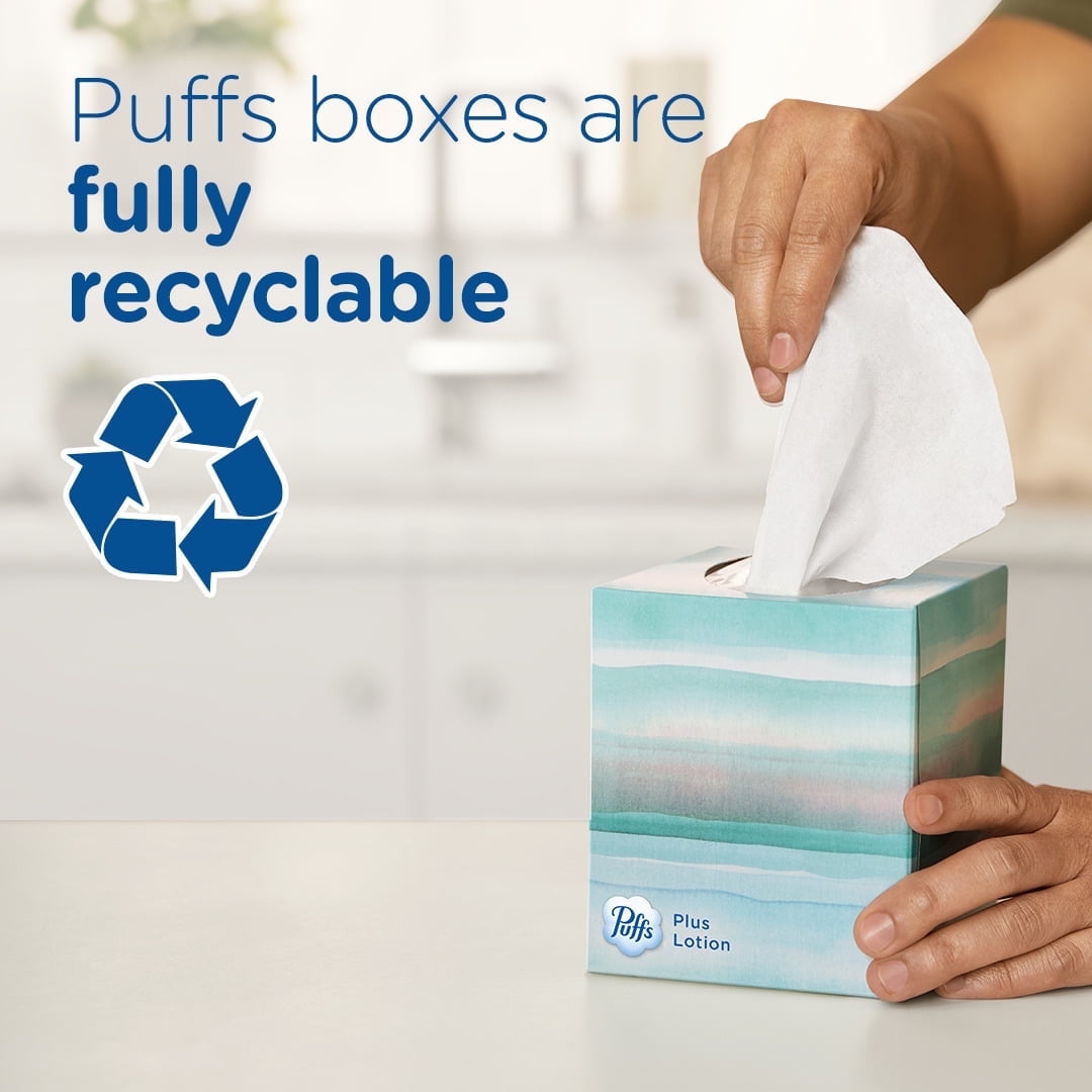 Puffs Ultra Soft Facial Tissues, Gentle Cushion-Soft Thickness (White, 4 Count, 224 Total Tissues) 5uzs6