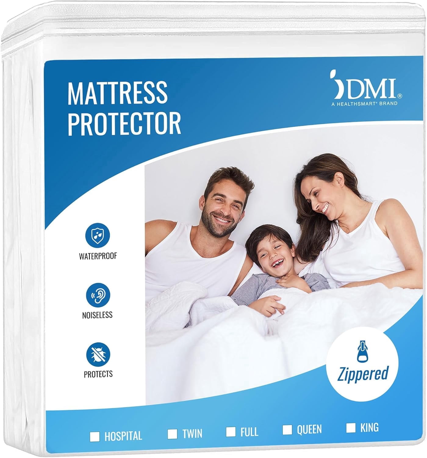 DMI Waterproof Mattress Protector, Zippered Encasement for Incontinence Protection (White, Twin Size) vpkbs