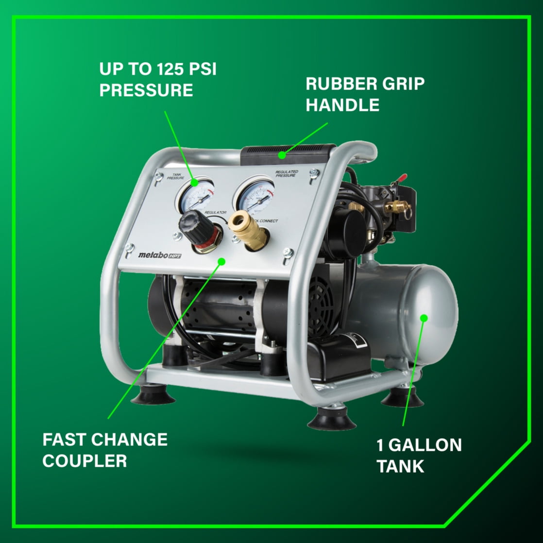 Metabo HPT Quiet Oil-Free Air Compressor (1 gal, 25.2 lb) s1edh