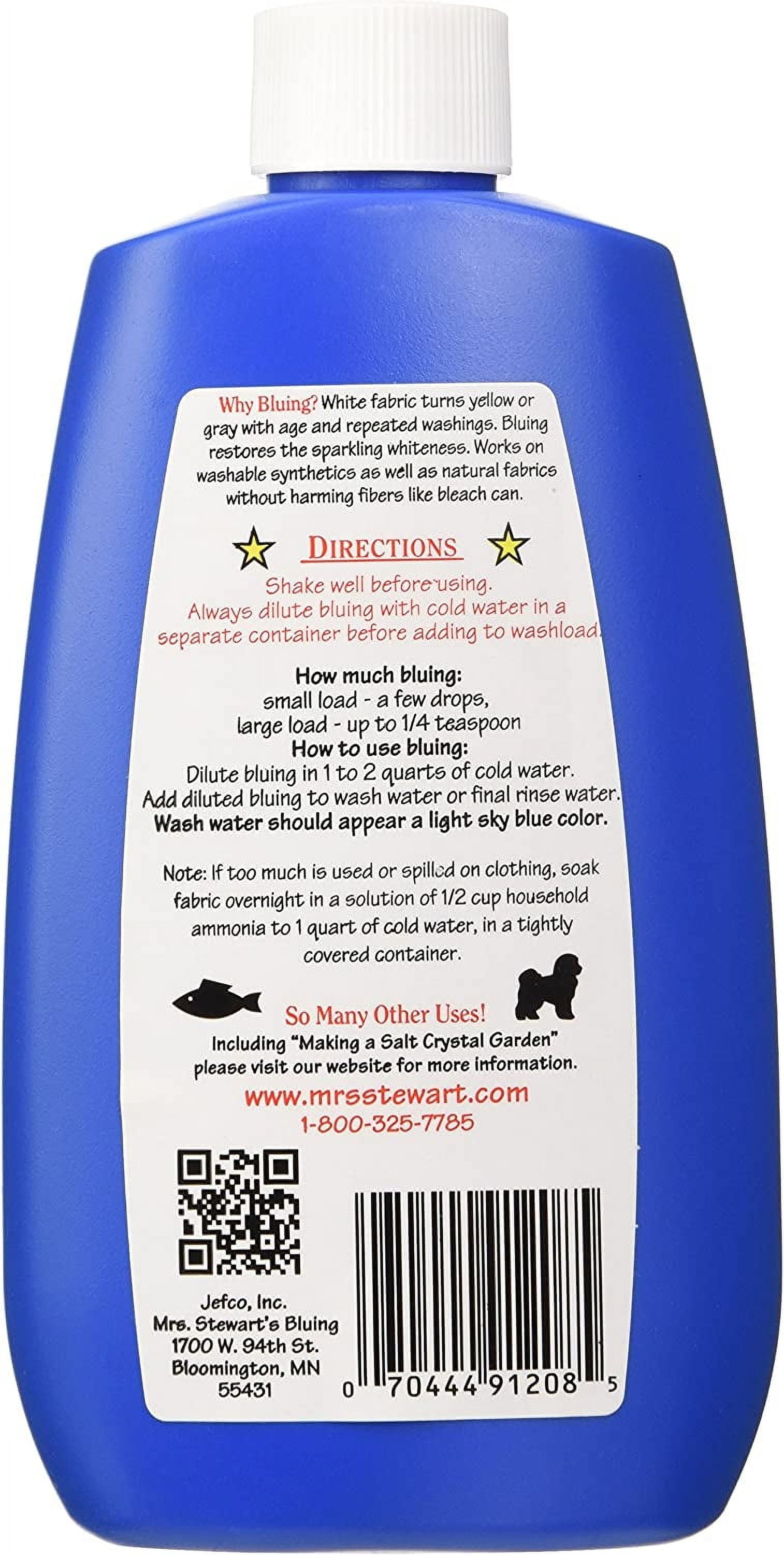Mrs. Stewart's Concentrated Liquid Bluing Laundry Whitener (Blue, 4 Pack of 8 fl oz) lo80p