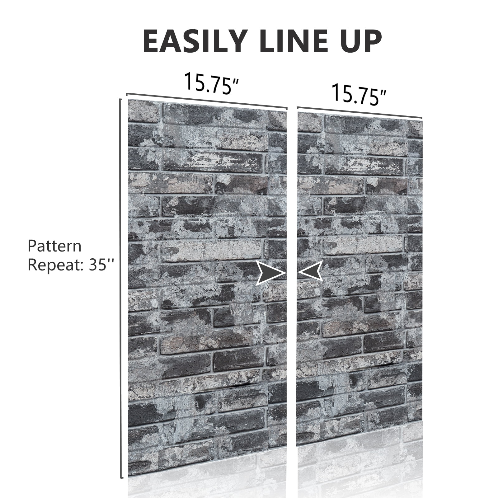 VEELIKE Peel and Stick Grey Brick Wallpaper, 3D Textured Self-Adhesive Contact Paper for Walls and Backsplash (Grey, 15.7 in x 118 in) 7j62e