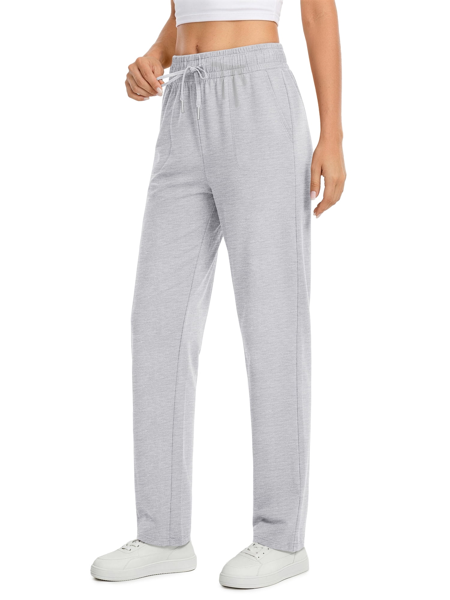 Fantaslook Womens Stretch Knit Casual Lounge Pants with Pockets (Grey, L) m7jzn