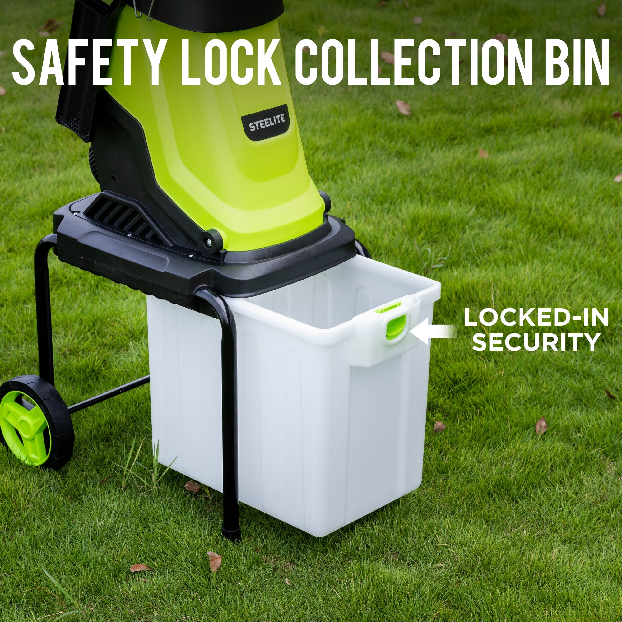 Steelite Electric Wood Chipper Shredder, 15-Amp Corded Leaf Mulcher with 13.2 gal Collection Bin (1.75 in Cutting Diameter) 0zyse