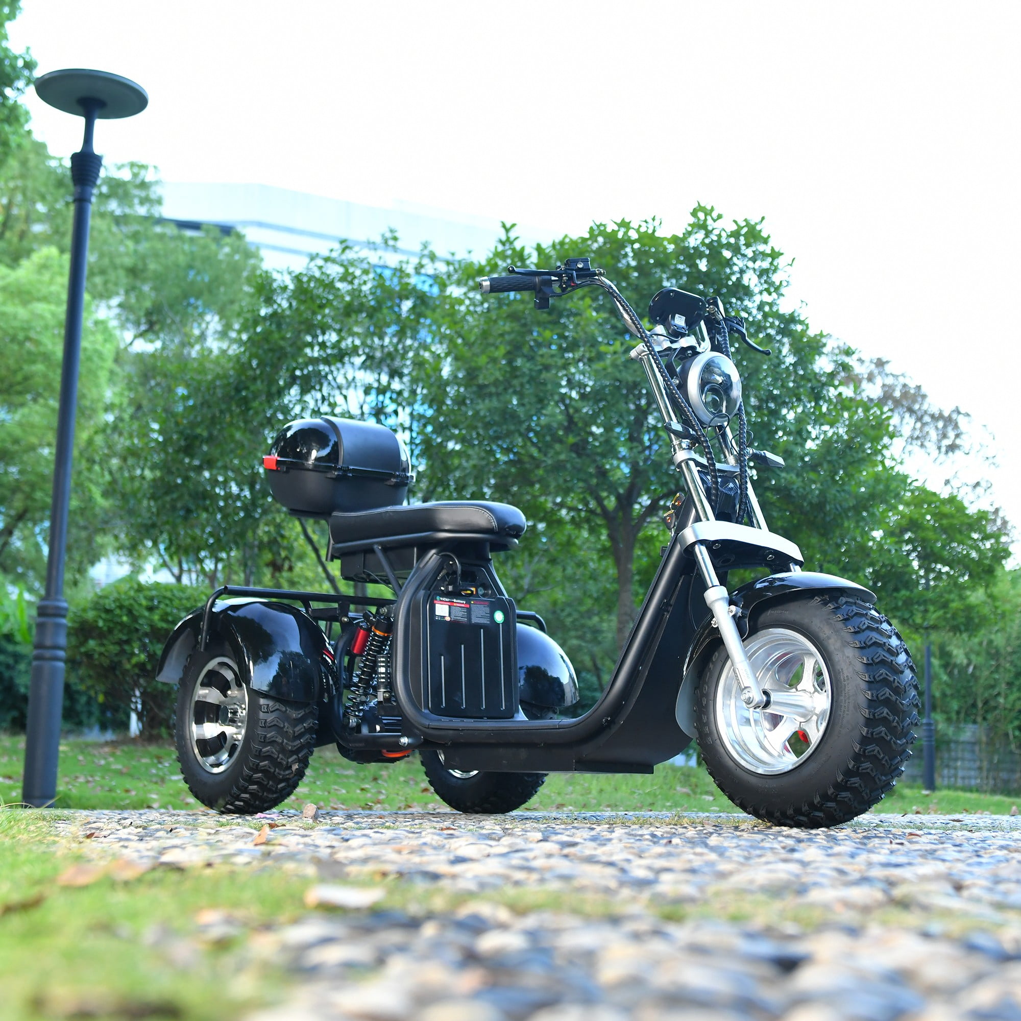 Ehoodax Electric Tricycle for Adults, 3000W Motor, Fat Tire Scooter, Heavy-Duty Commuter (Black, 550 lb Capacity) 7l0sl