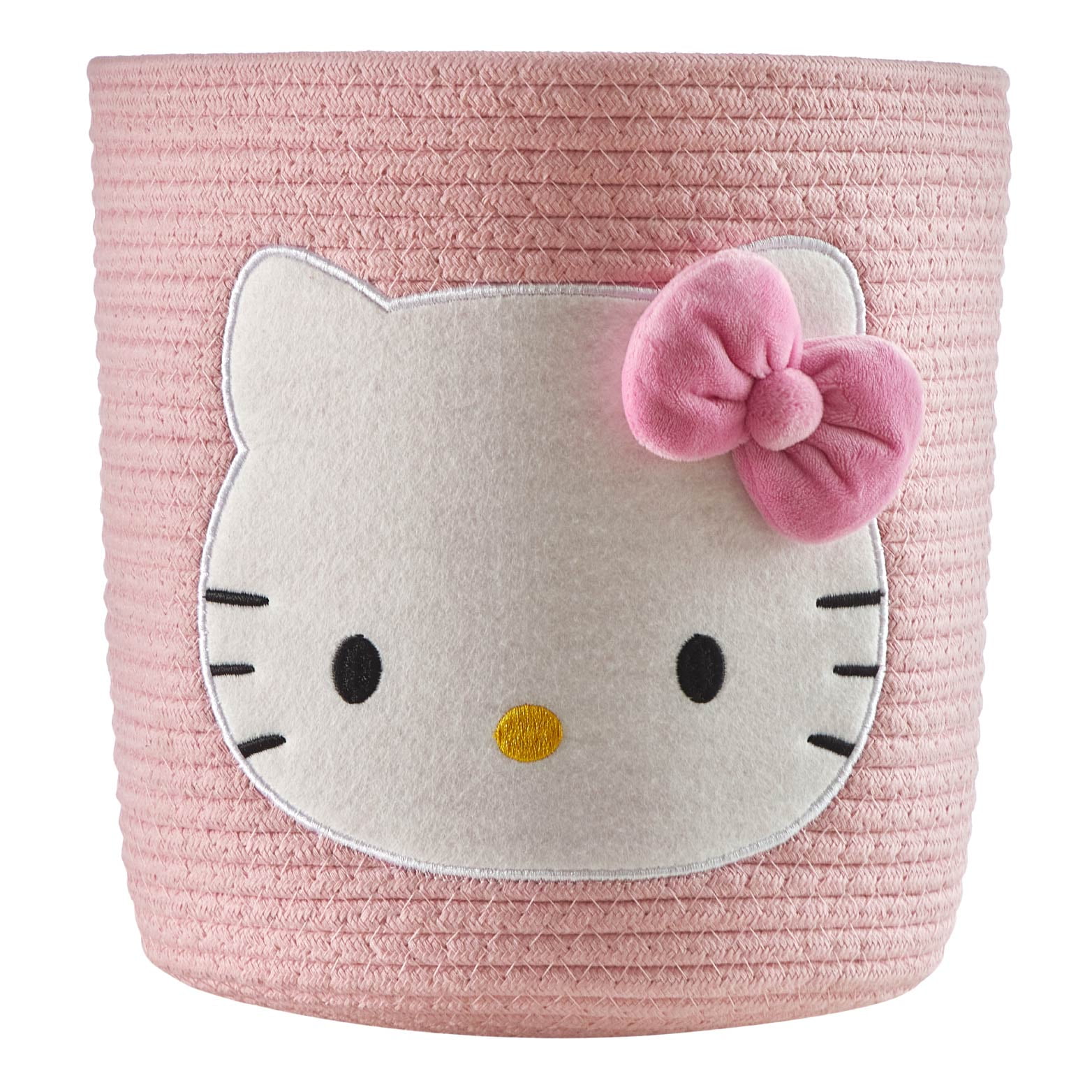 Hello Kitty Kids Rope Storage Bin Decorative Organizer for Nursery and Playroom (Pink, 10 in x 10 in) sx95b