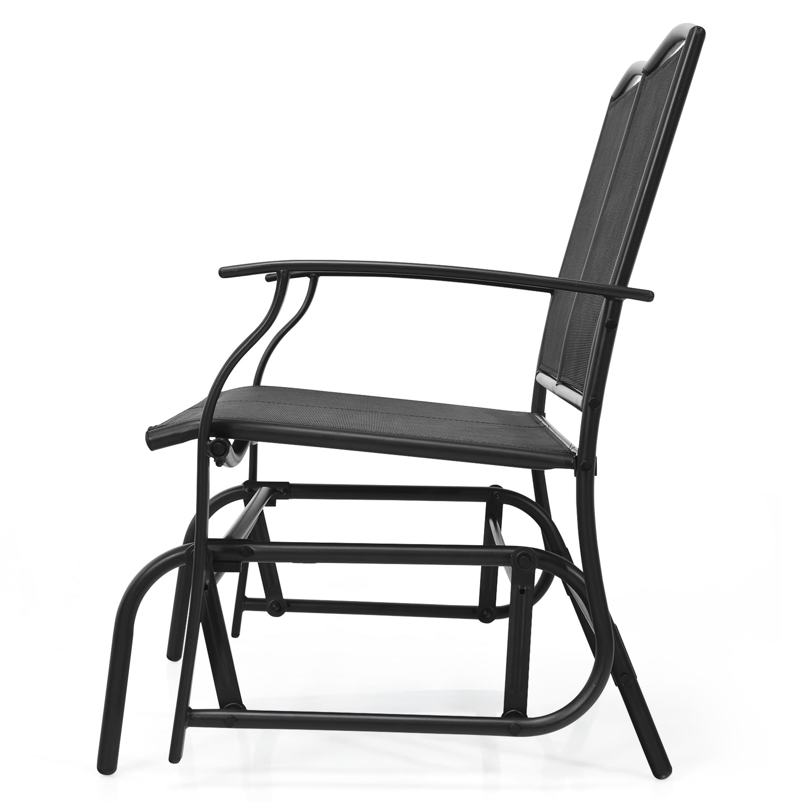 Patiojoy 2 Person Outdoor Glider Bench Rocking Lounge Chair with Steel Frame (Black, 396 lb Capacity) gsij5