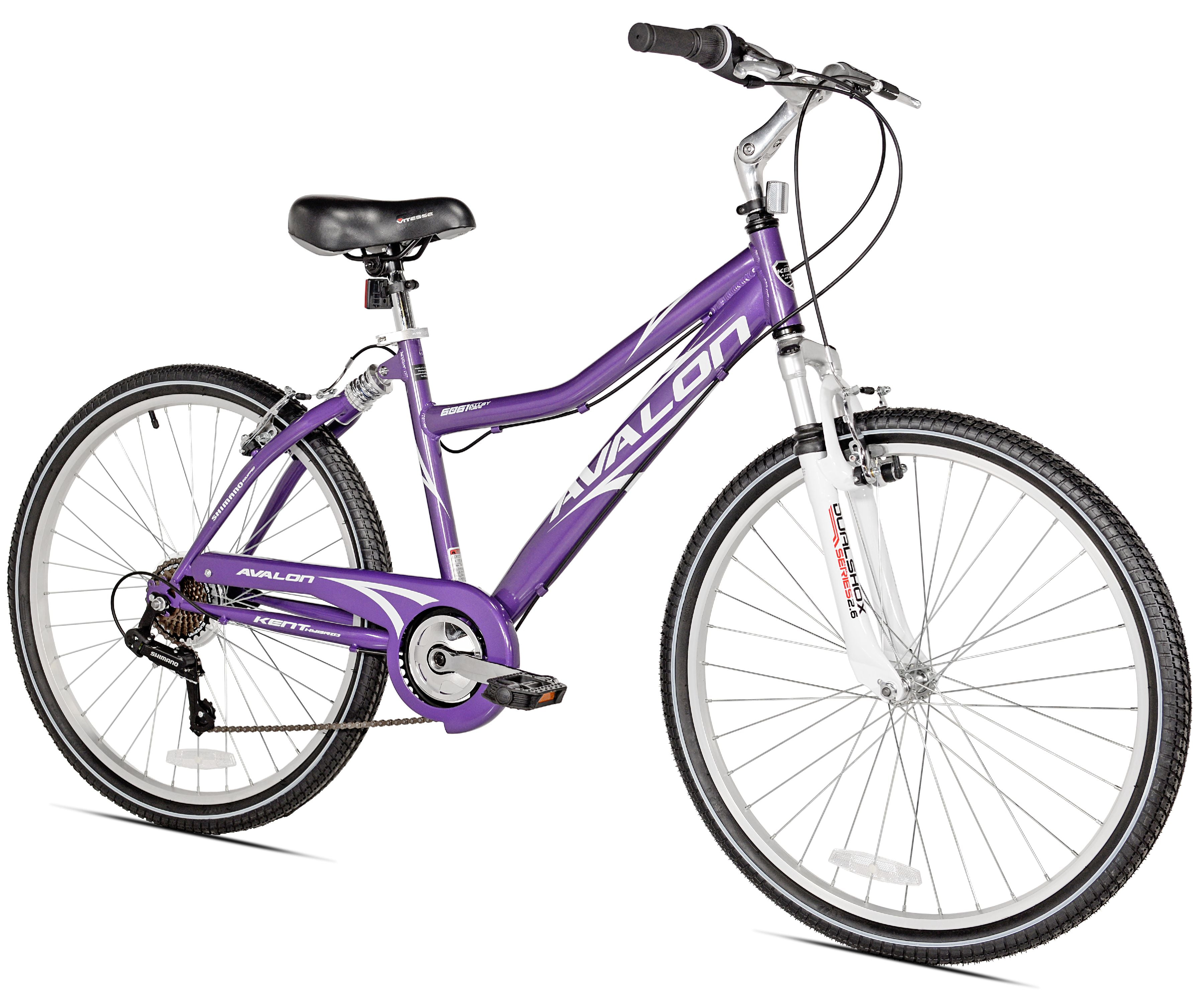 Kent Bicycles Avalon Comfort Hybrid Bike, Full Suspension, Adjustable Seat, (Purple, 26 in) oizzo