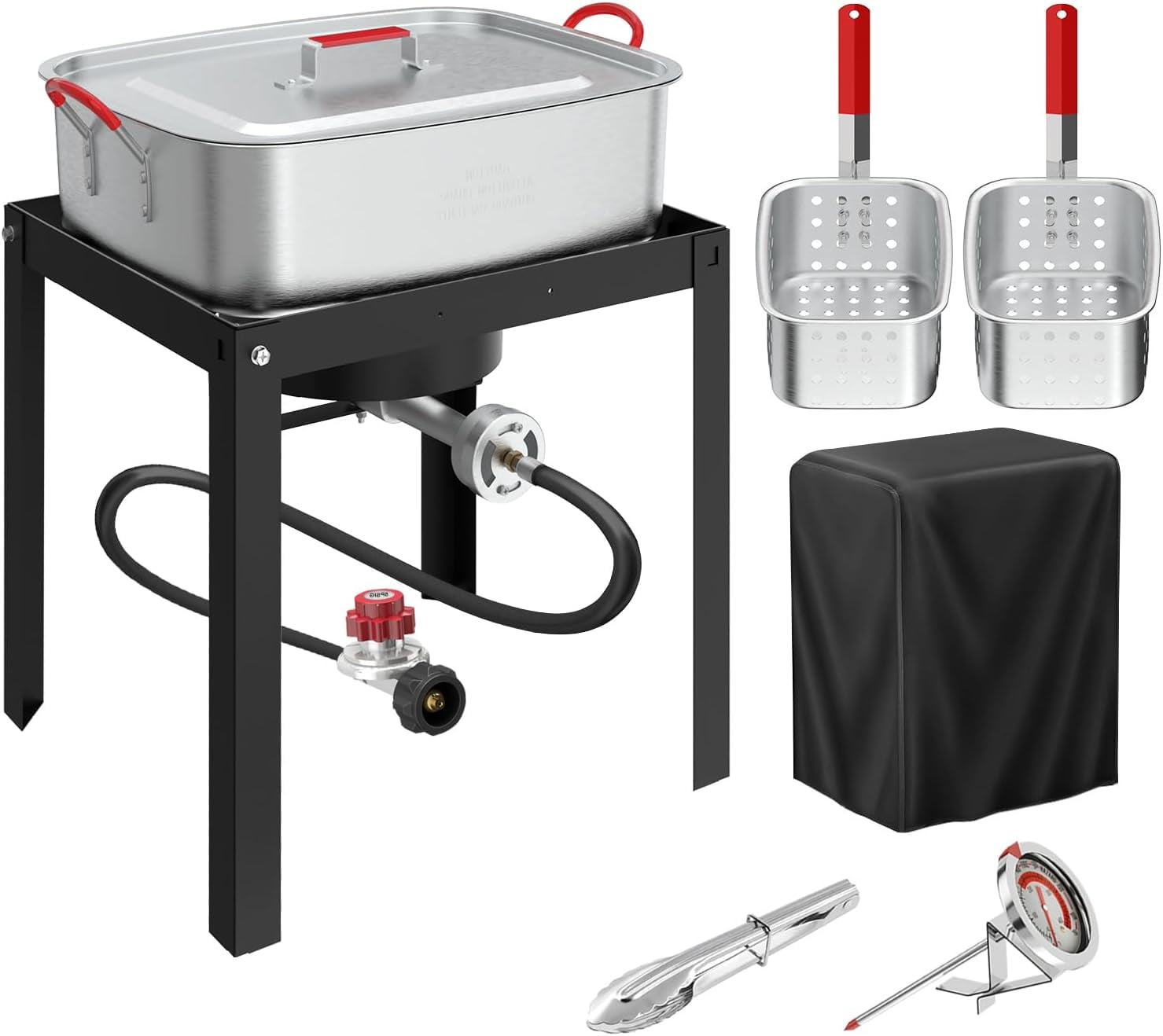 Generic 18QT Propane Deep Fryer Outdoor Cooking Station with 2 Baskets, Thermometer, and 58,000 BTU Burner (18 Quart) reur6