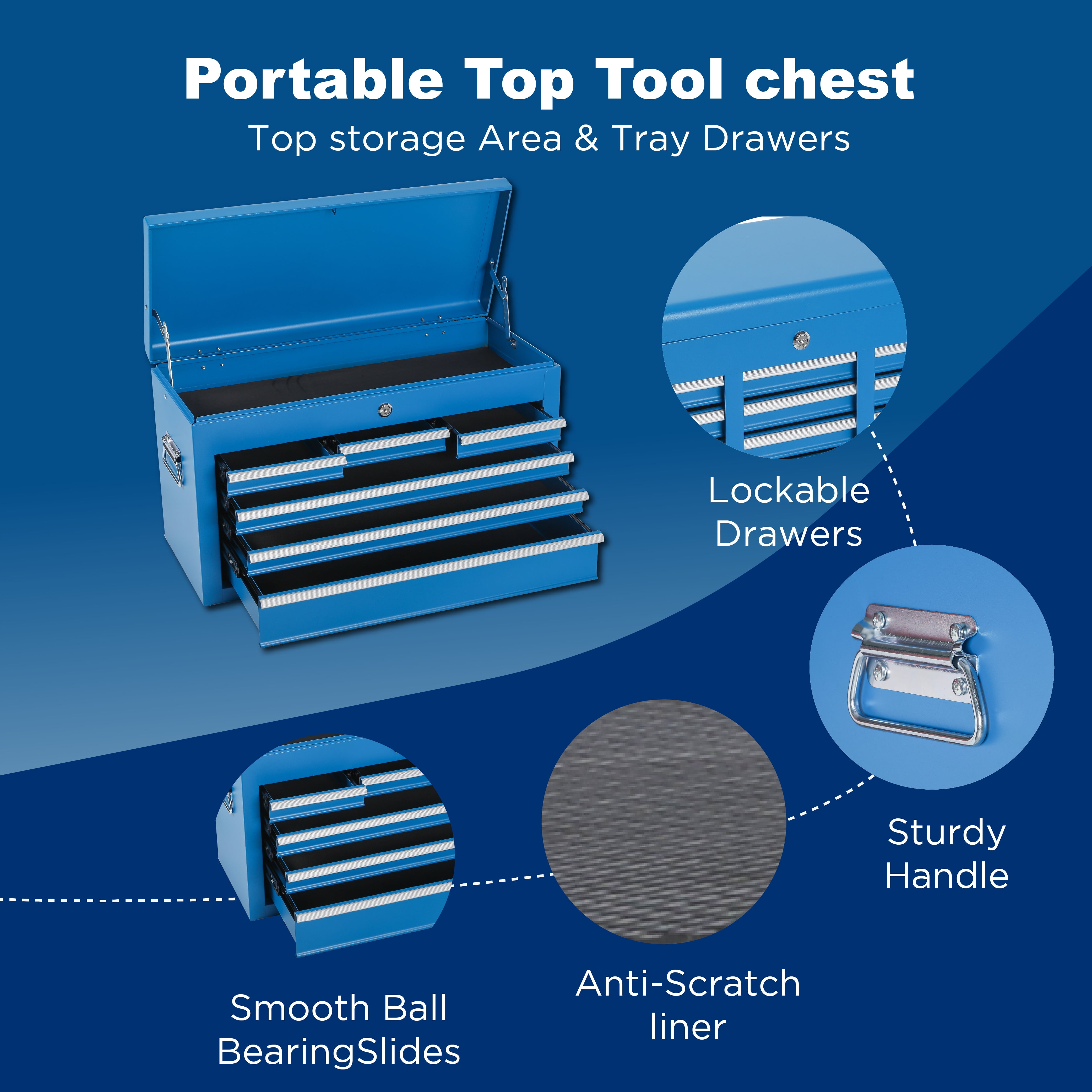 FFZ 8-Drawer Rolling Tool Chest Storage Cabinet (Blue, 24.4 in x 13 in x 42.9 in) 1542r