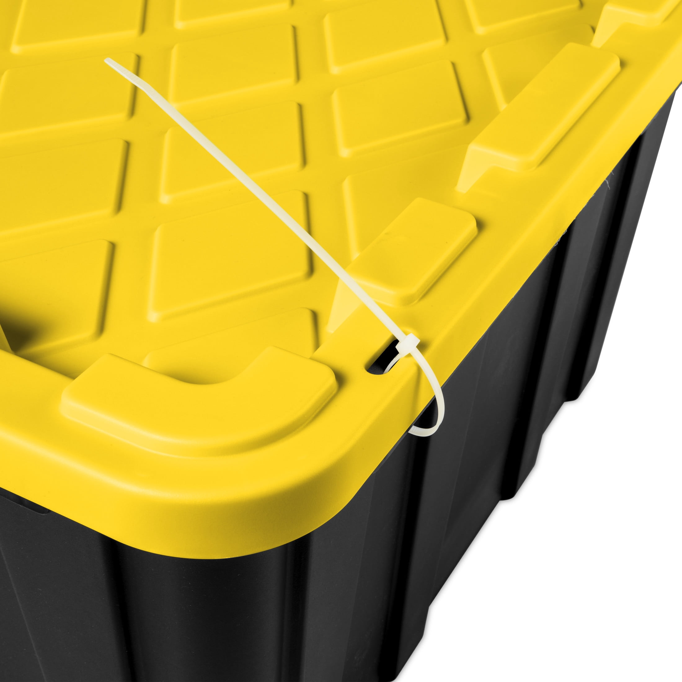Sterilite Industrial Storage Tote, Heavy-Duty Plastic Bin with Snap-On Lid (Black and Yellow, 27 Gallon, 6 Pack) mwkwh