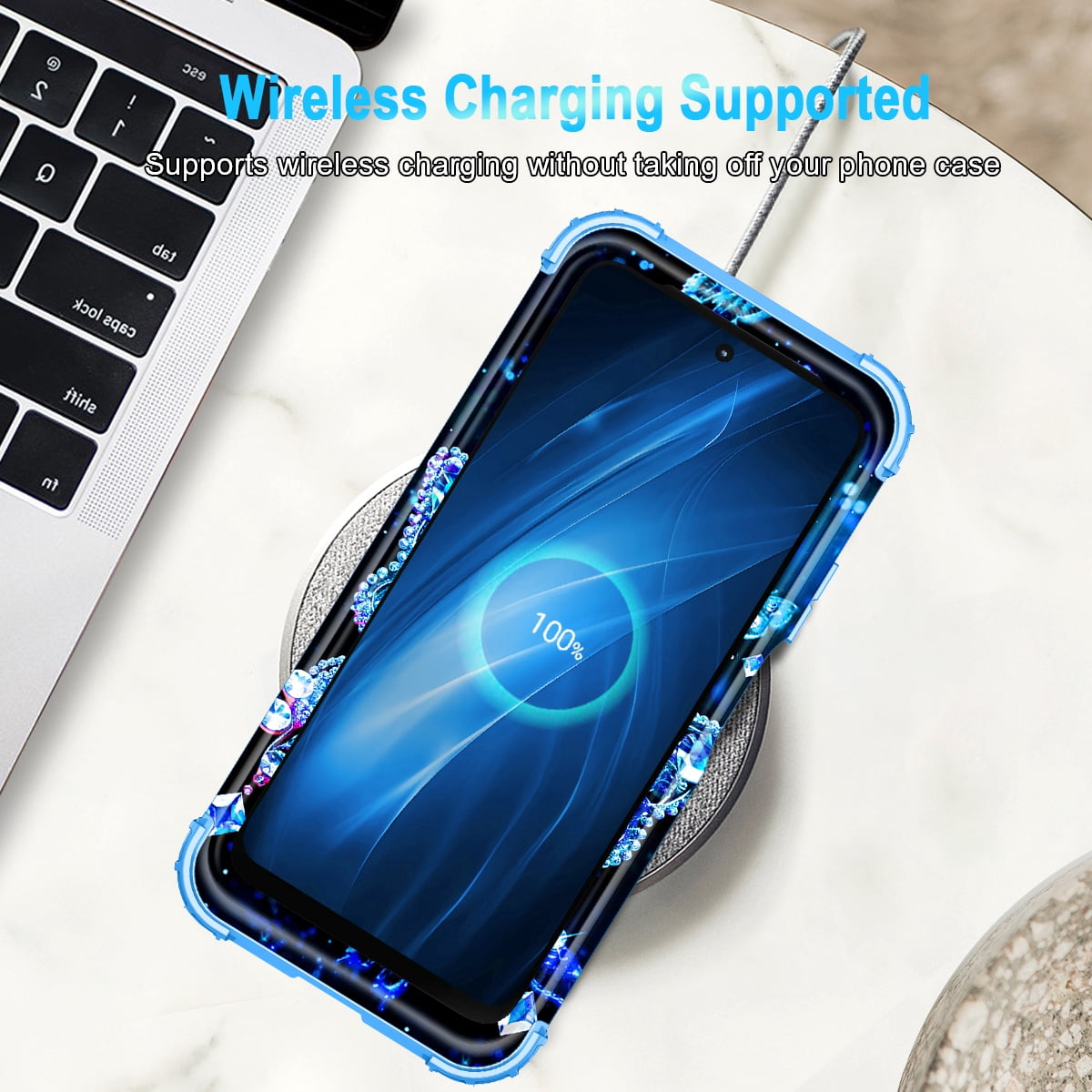 Casetego for Moto G Power 5G 2025 Case, Heavy Duty Shockproof Glow in the Dark Protective Cover (Black Blue Butterfly, 6.8 in) 19apo