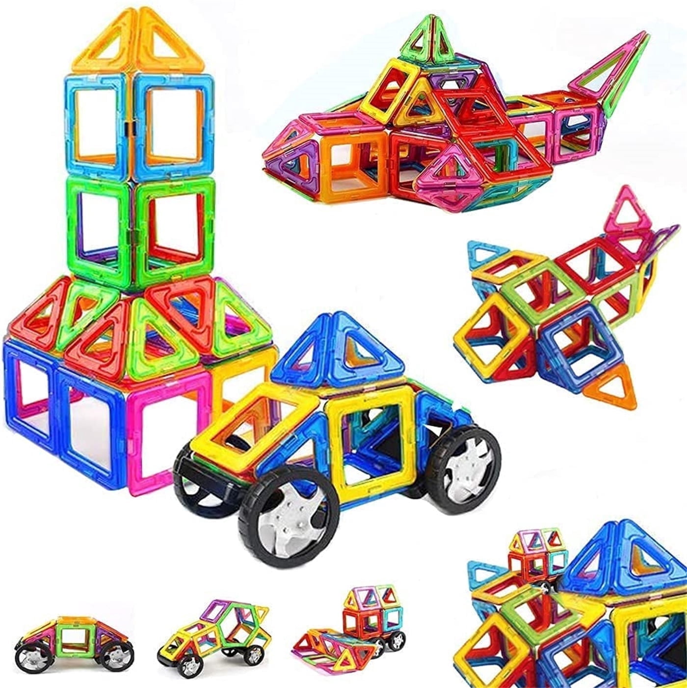 Bexikou Magnetic Building Blocks Educational Construction Set (Multicolored, 30 Piece Set) kh44y