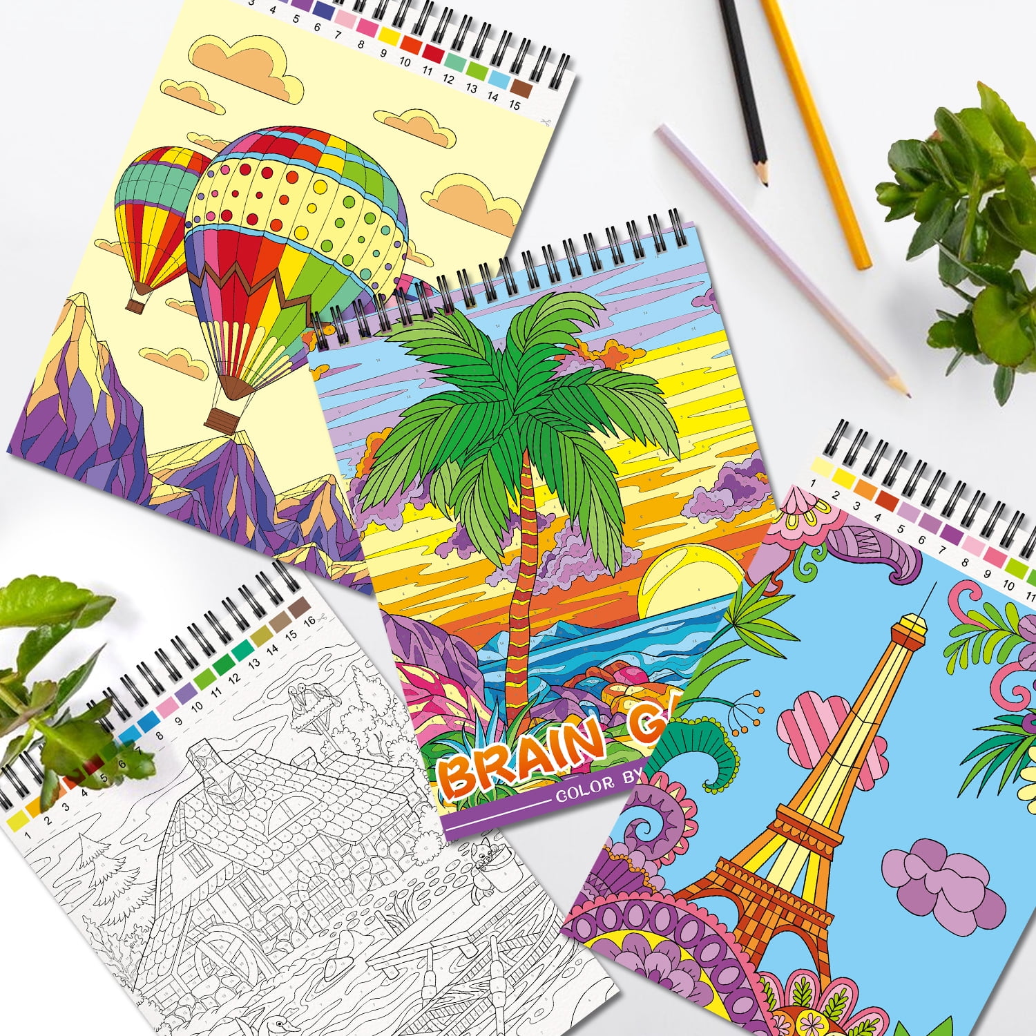 Kalysky Adult Coloring Books Set, Stress-Relieving Nature and Animal Designs (3 Pack, 25 in x 11 in) 5pyd7