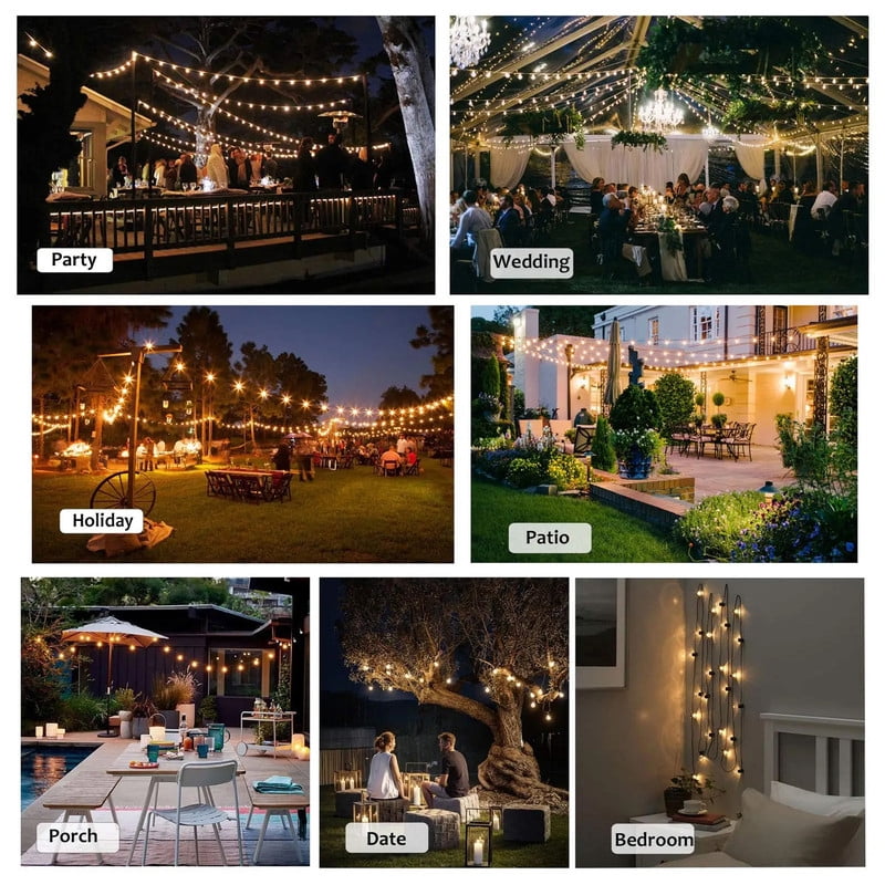 Grensk G40 LED String Lights, Waterproof Dimmable Patio Globe Lights with 25 Shatterproof Bulbs (Warm White, 25 ft) tiwxg