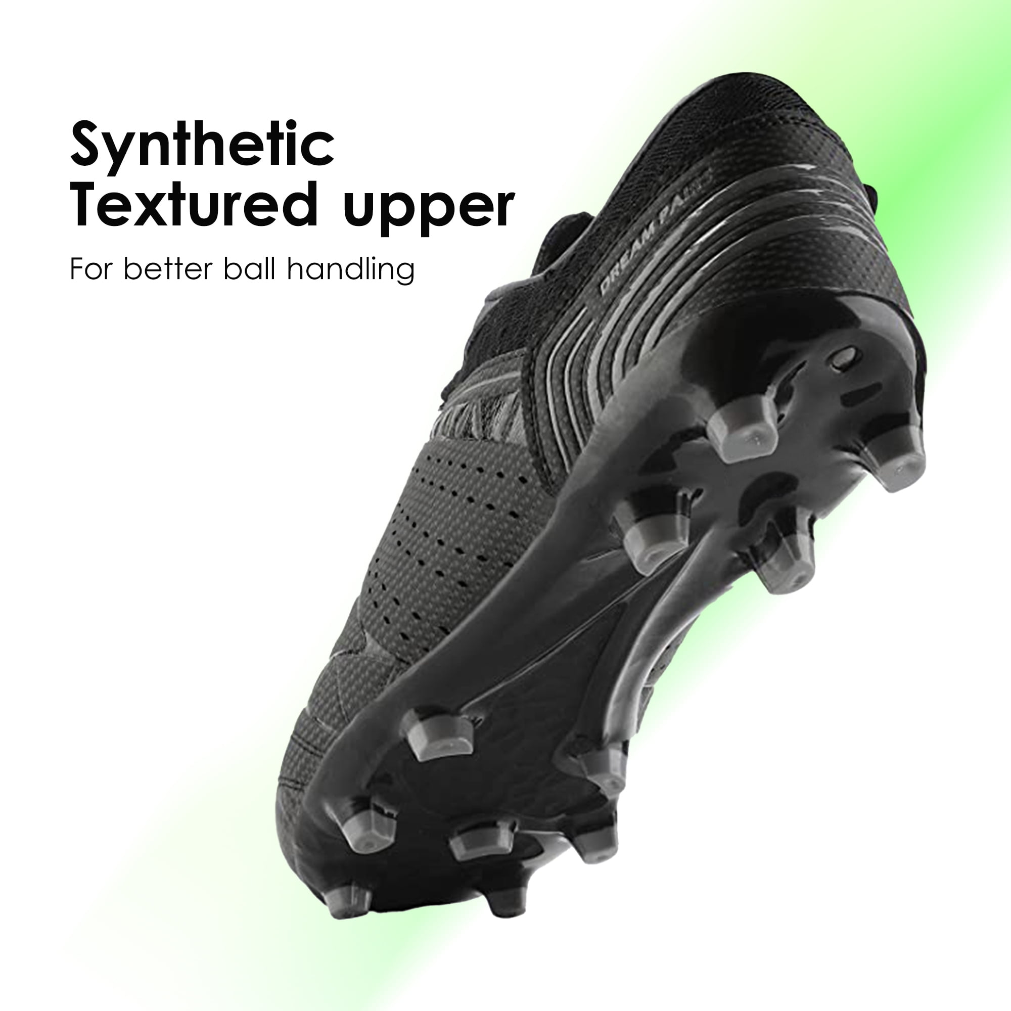Burudani Men Athletic Soccer Cleats Lightweight Outdoor Football Shoes (Black, 10 US) kkub1