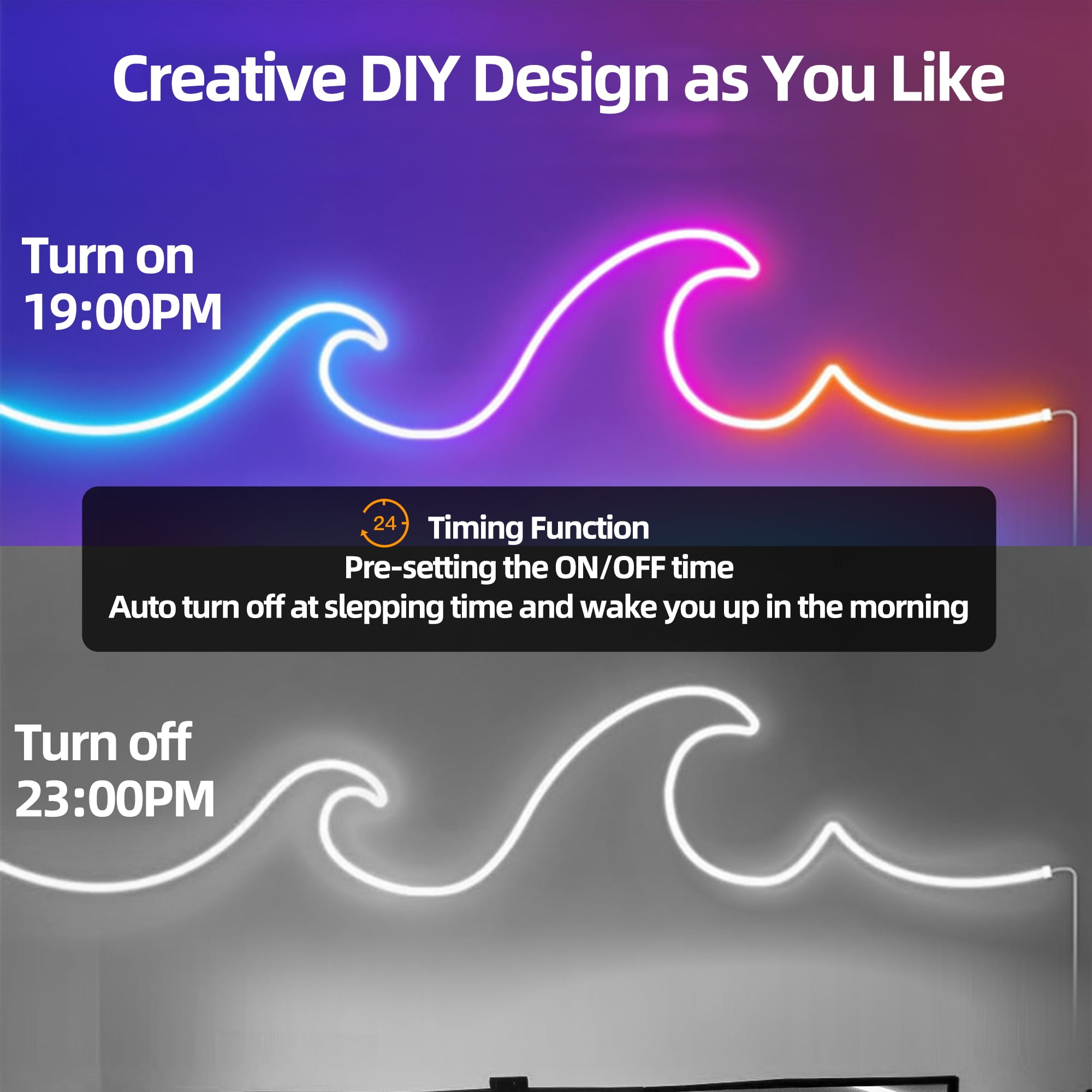 DAYBETTER LED Neon Rope Lights, Music Sync RGBIC Strip with APP and Remote Control, Waterproof DIY Lighting for Bedroom and Outdoor Decor (16.4 ft) mbme7