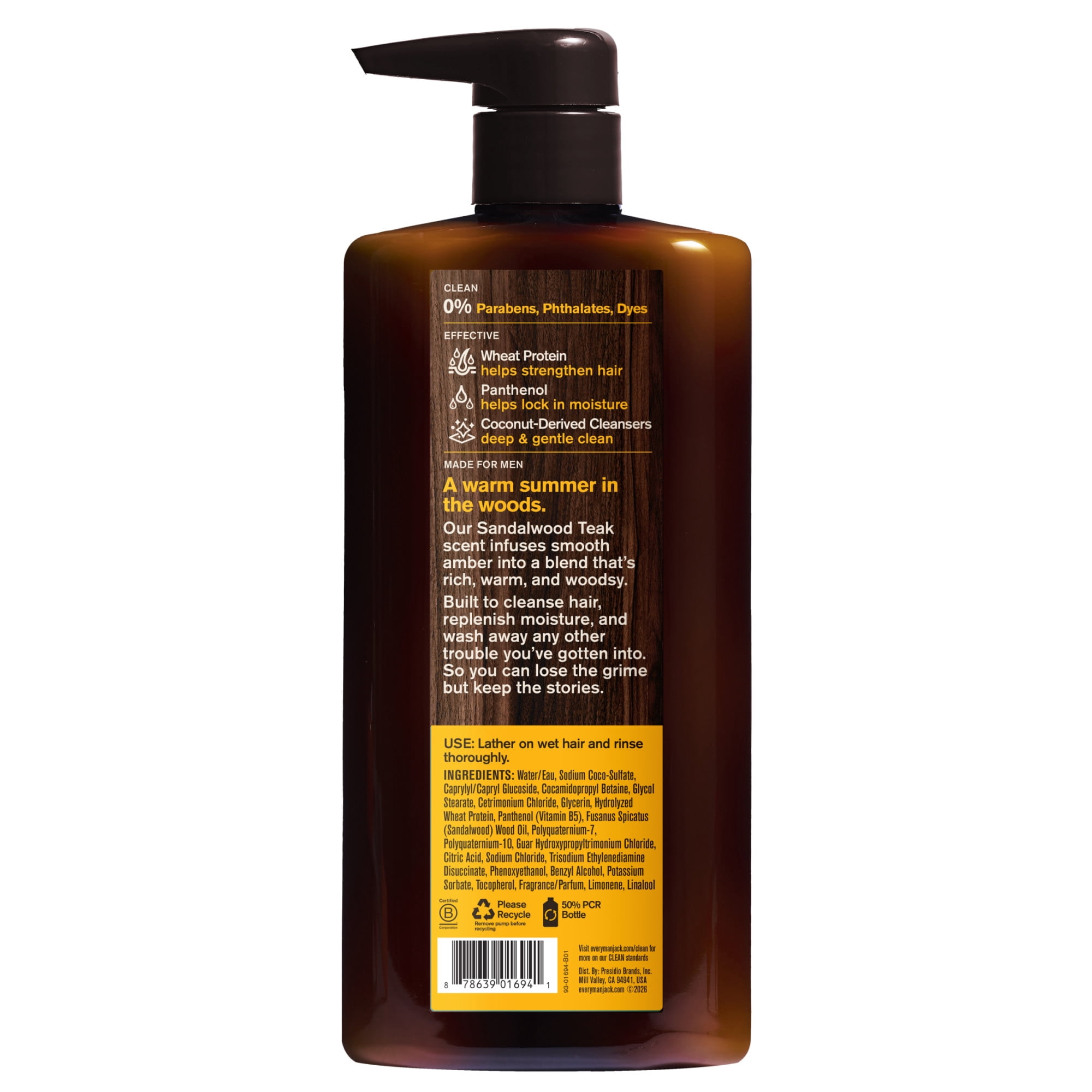 Every Man Jack Sandalwood Teak Daily 2-in-1 Shampoo and Conditioner for Men (Sandalwood Teak, 16 oz) 7gtl2