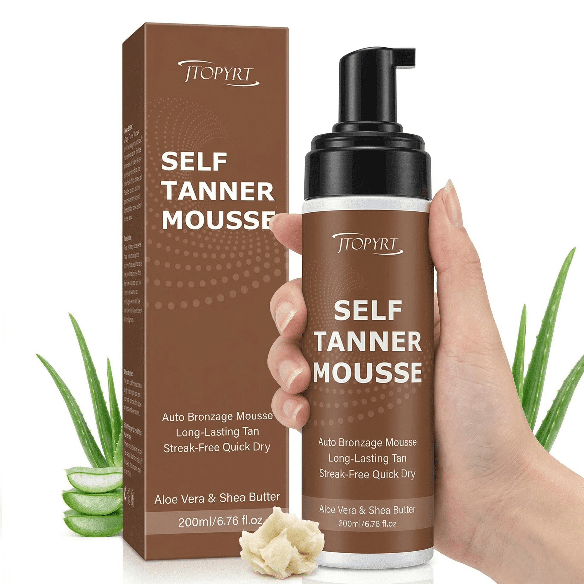 Jtopyrt Self Tanner Mousse Sunless Tanning Foam for Face and Body (Natural Bronze, 6.7 fl oz) 7vx5y