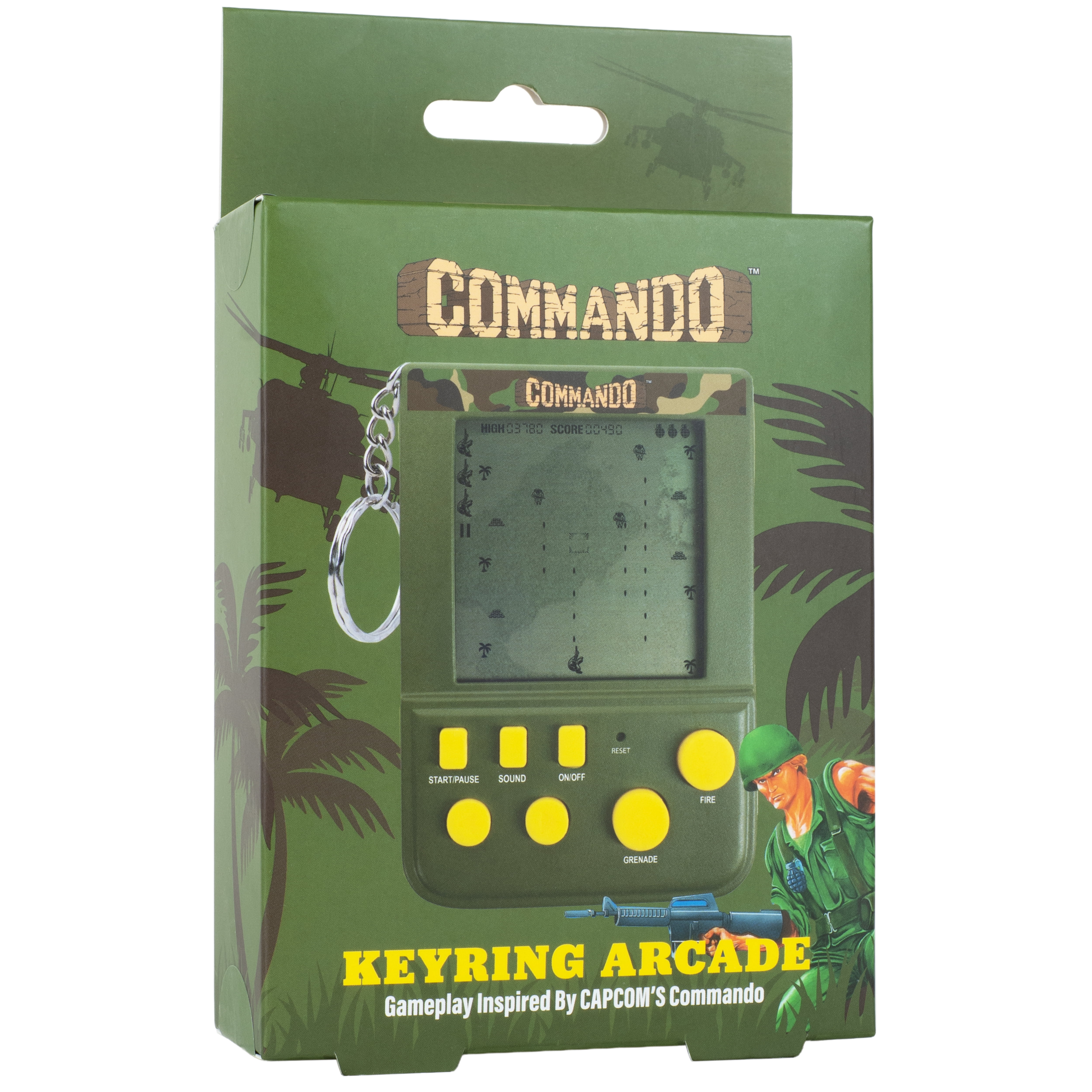 Fizz Creations Commando Keyring Arcade Handheld Game (Green, 3 in) vekfv