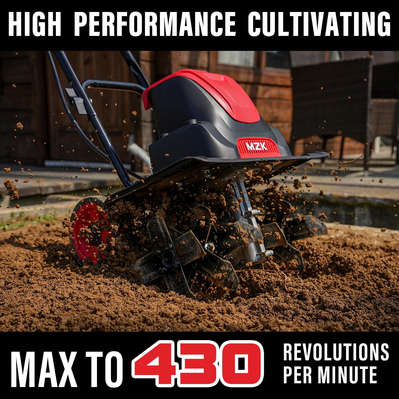 MZK 13-Amp Electric Tiller and Cultivator, 16-in Cutting Width, 8-in Tilling Depth with Adjustable Wheels (16-in) kse7p